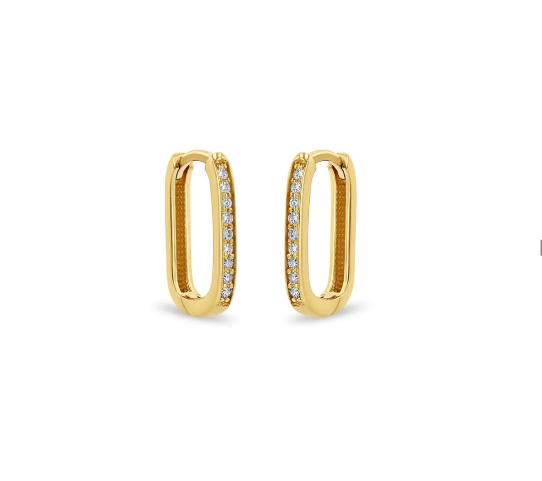 12mm Pavé Diamond Rectangular Huggie Hoops