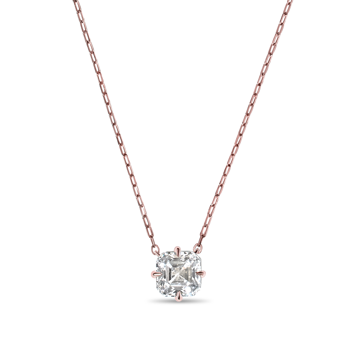 Asscher Diamond Pendant Necklace
