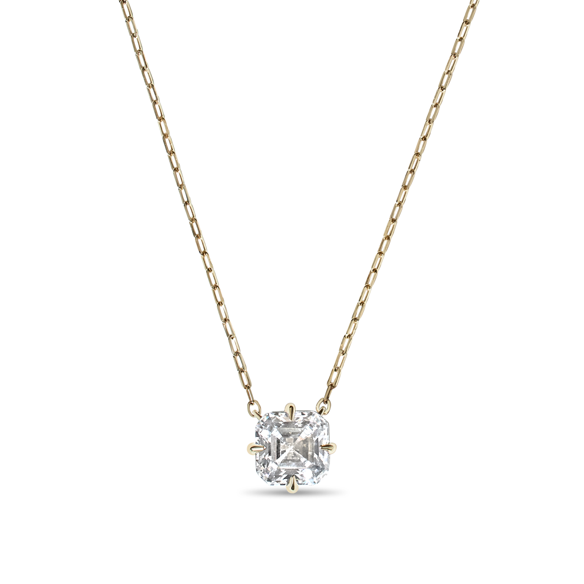 Asscher Diamond Pendant Necklace