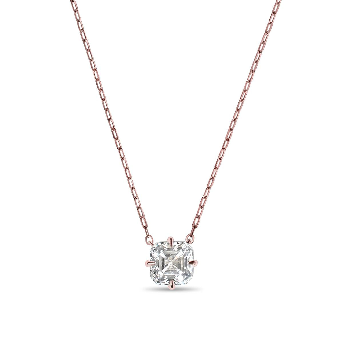 Asscher Diamond Pendant Necklace-Unbridaled Collective