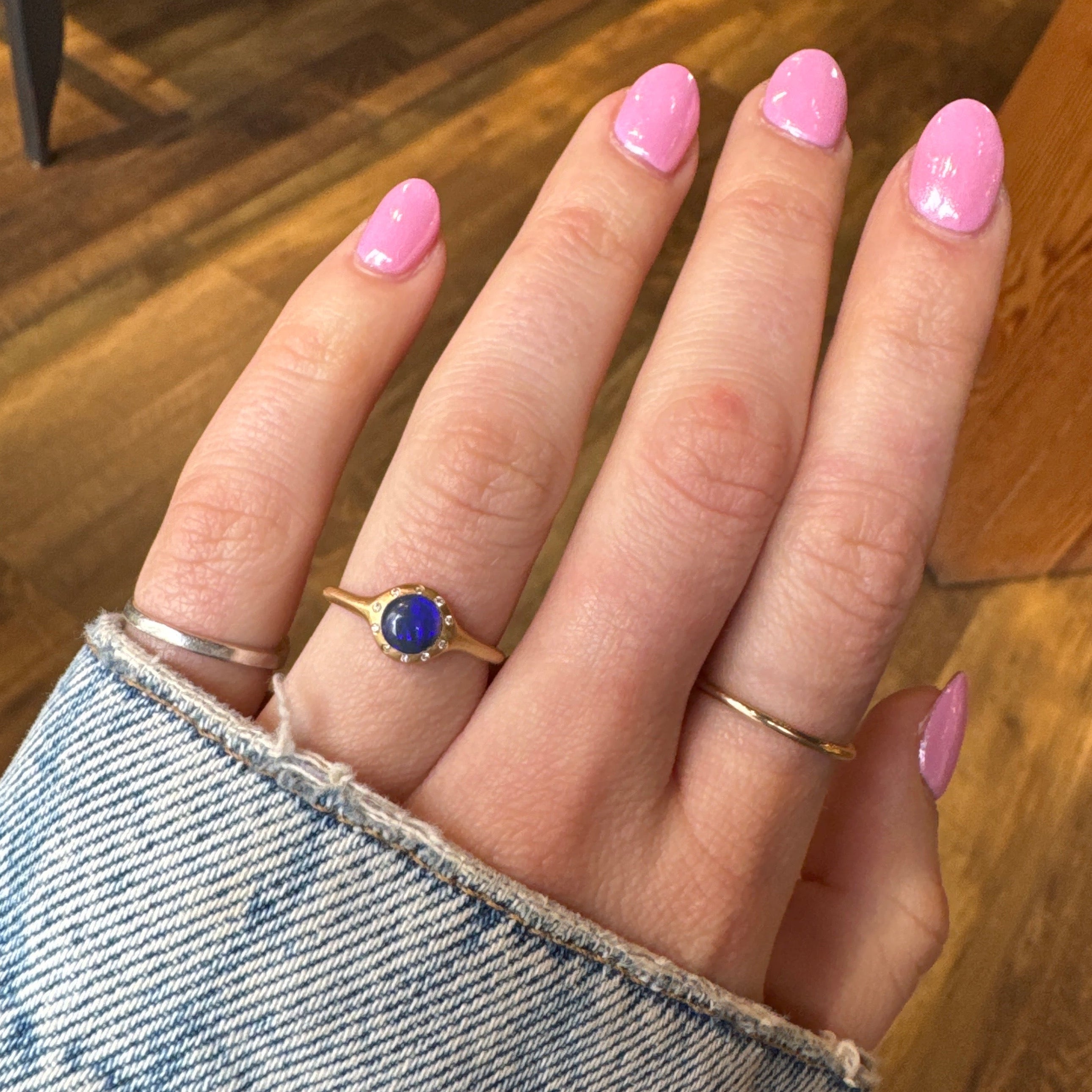 Australian Opal and Diamond Orbit Ring-Petite Baleine