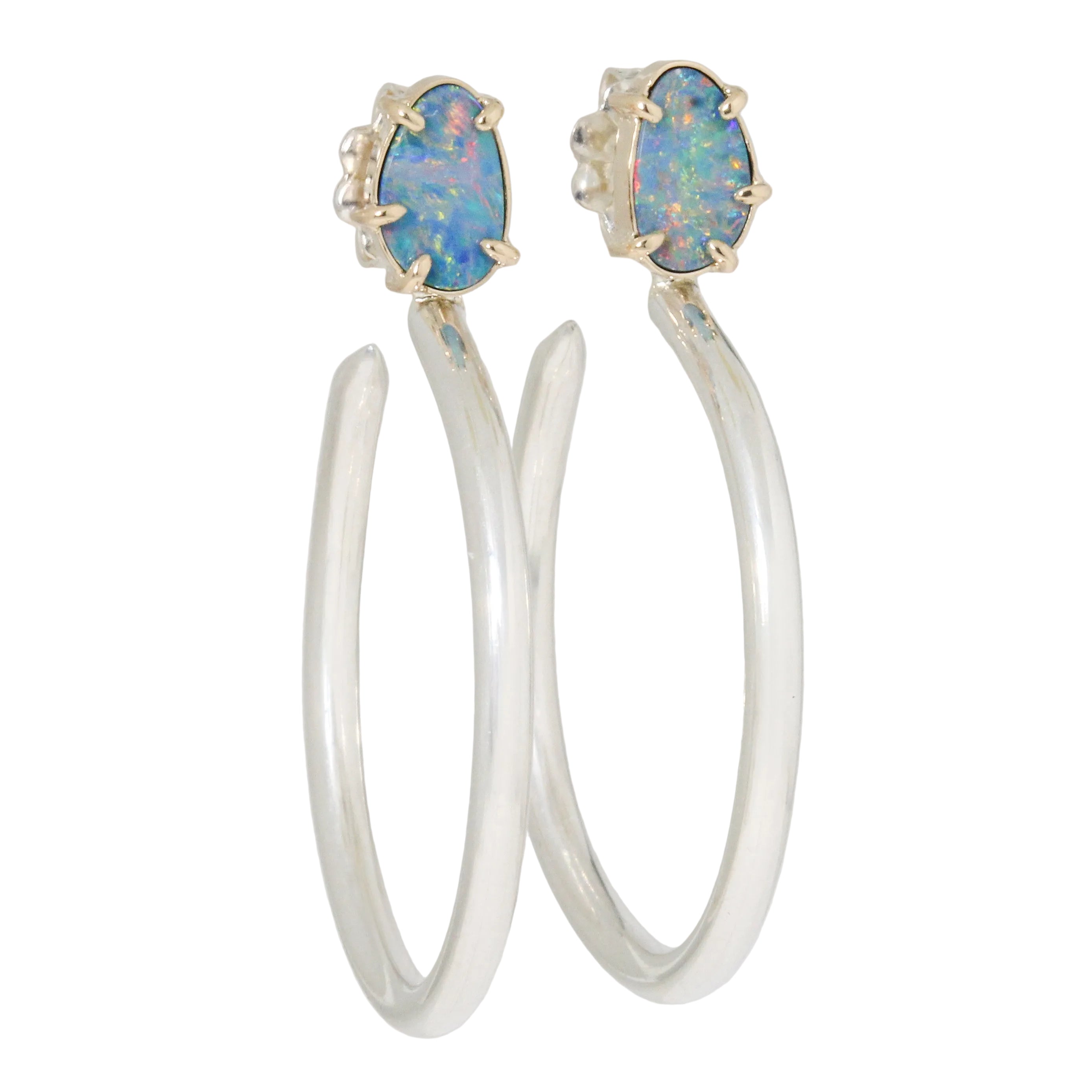 Australian Opal Serpent Hoop Earrings-Lulu Designs