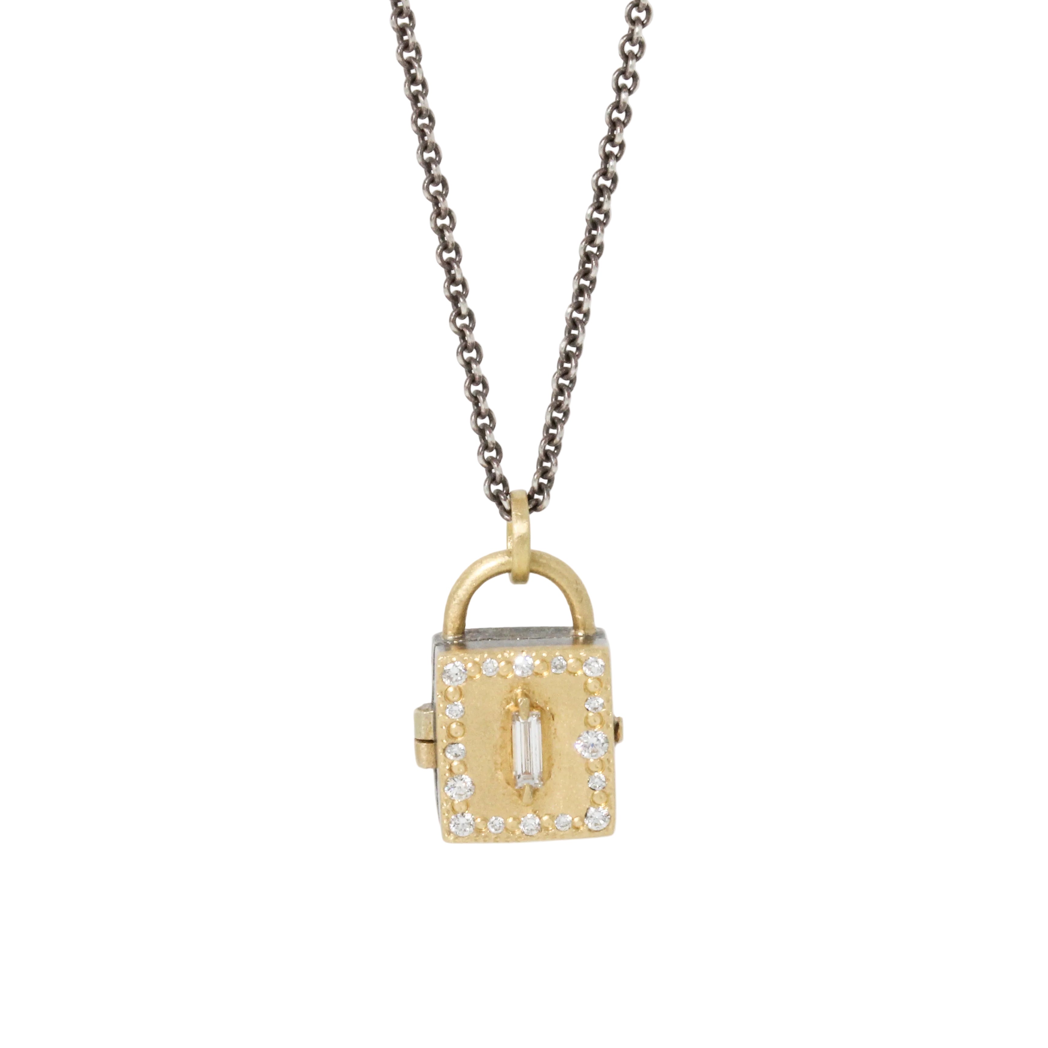 Baby Square Diamond Locket-Annie Fensterstock