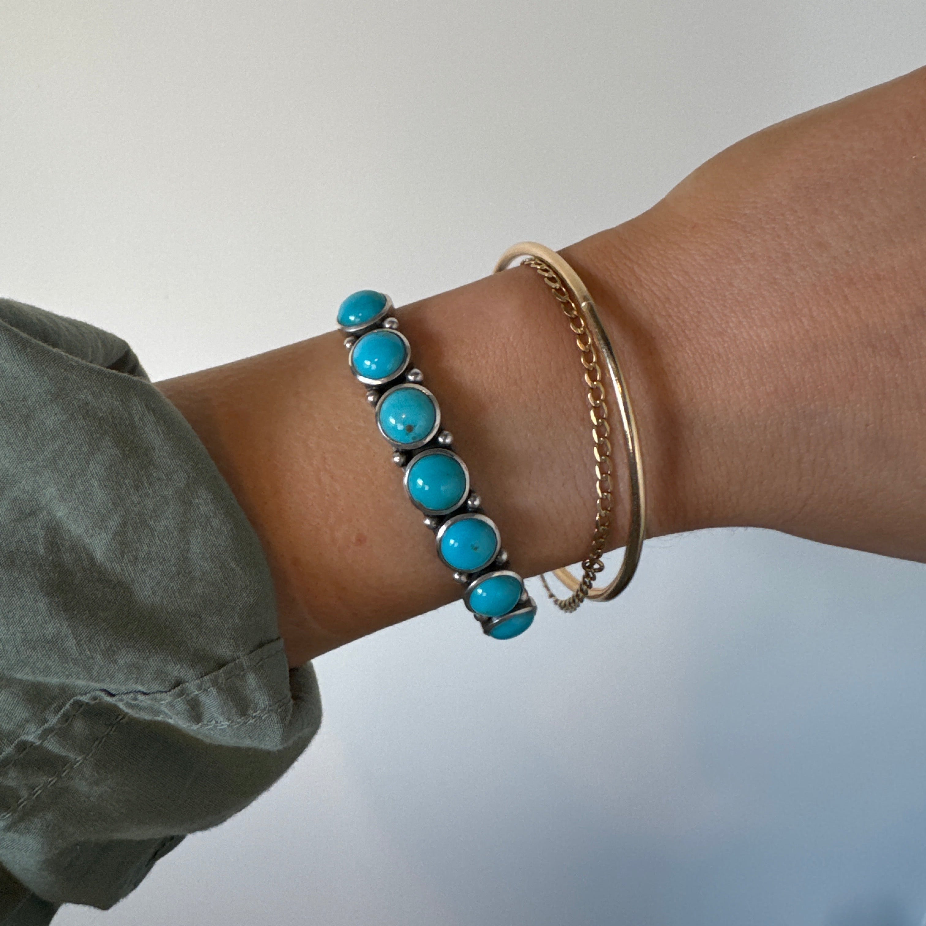 Bandelier Turquoise Cuff Bracelet by Dennis Hogan-Southwest