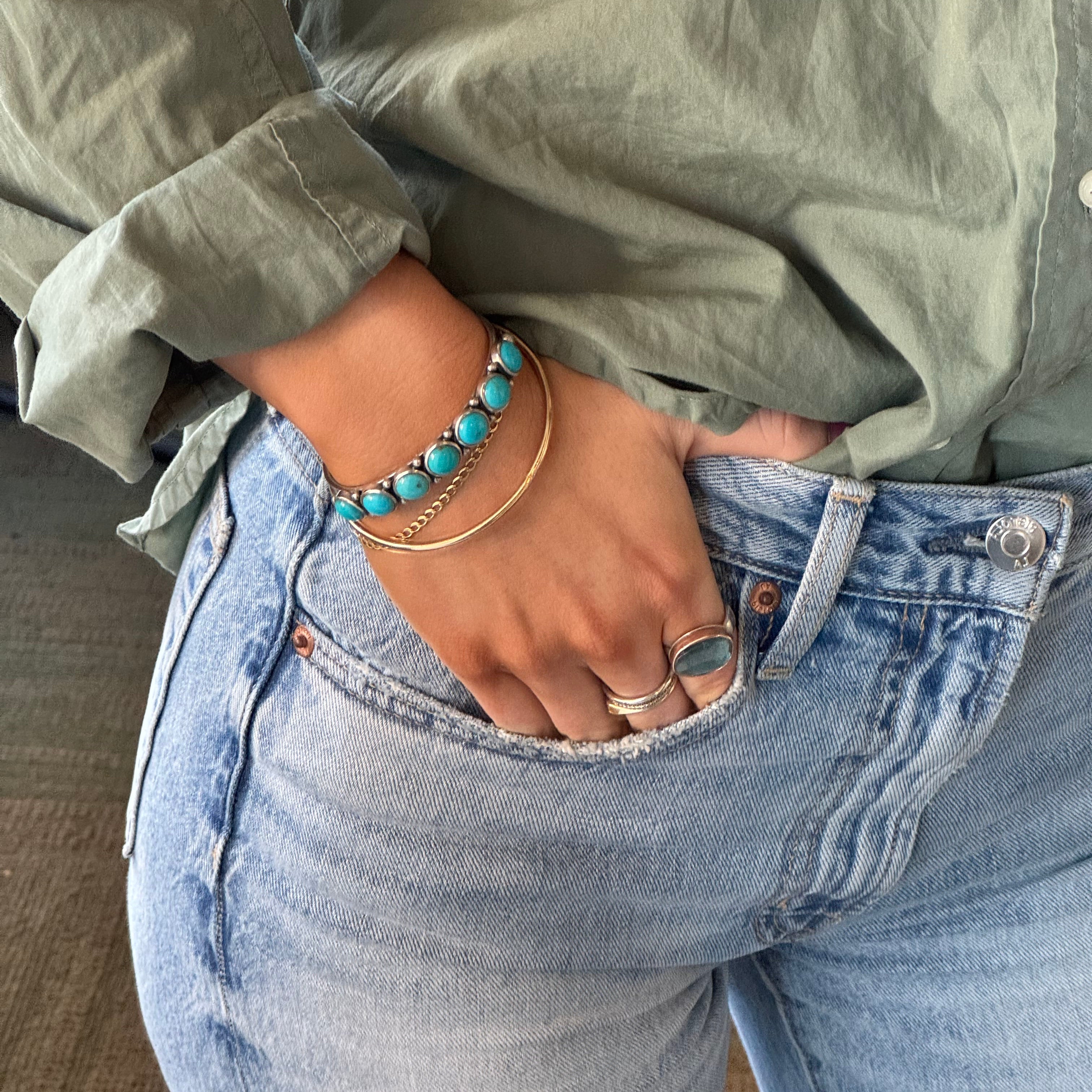 Bandelier Turquoise Cuff Bracelet by Dennis Hogan-Southwest