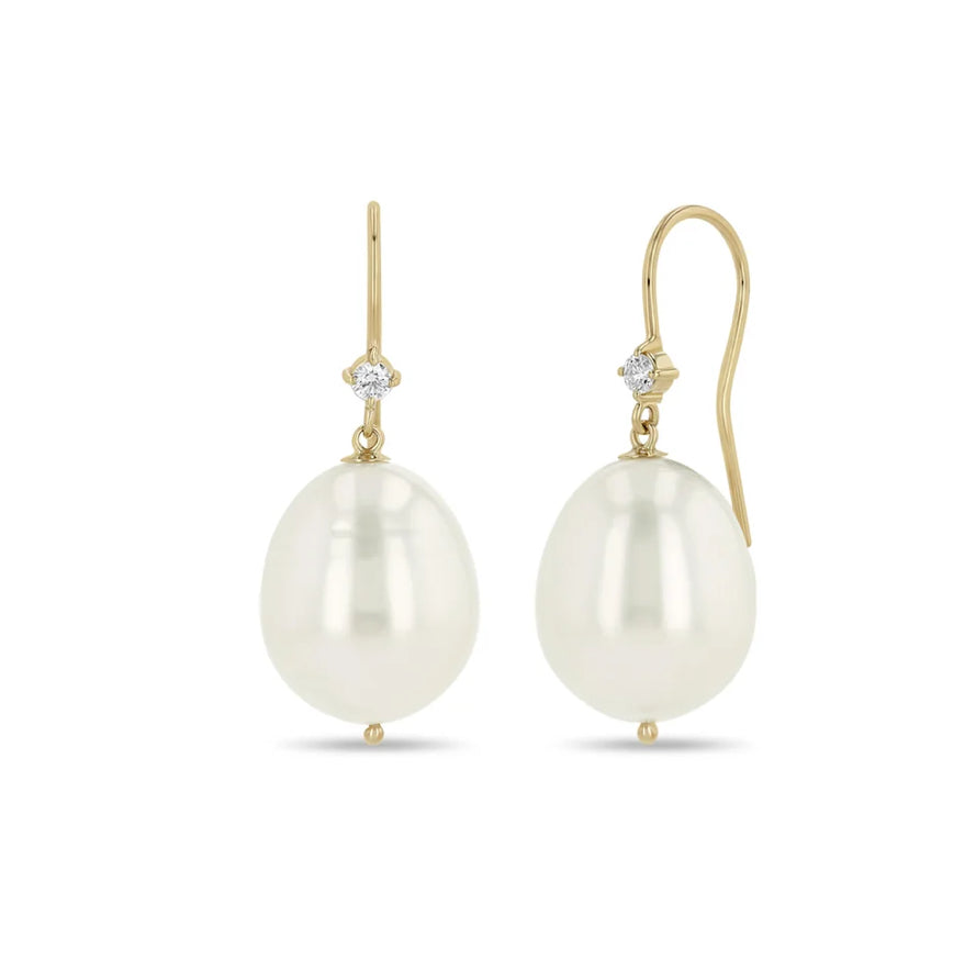 Baroque Pearl and Diamond Earrings-Zoë Chicco