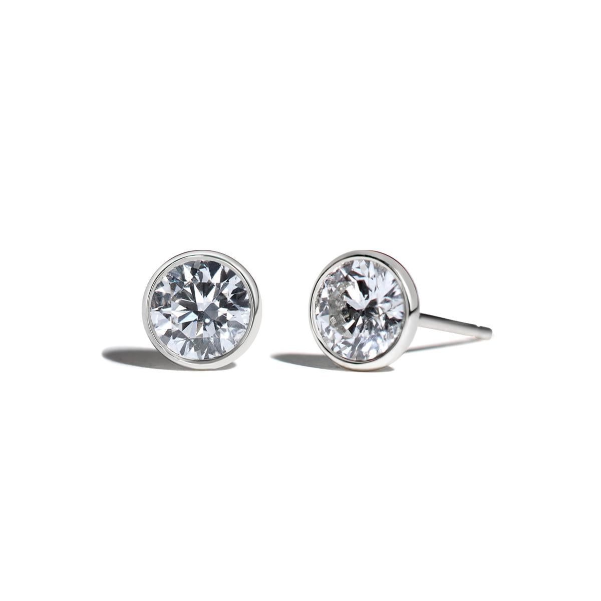 Bezel Diamond Stud Earrings-Unbridaled Collective