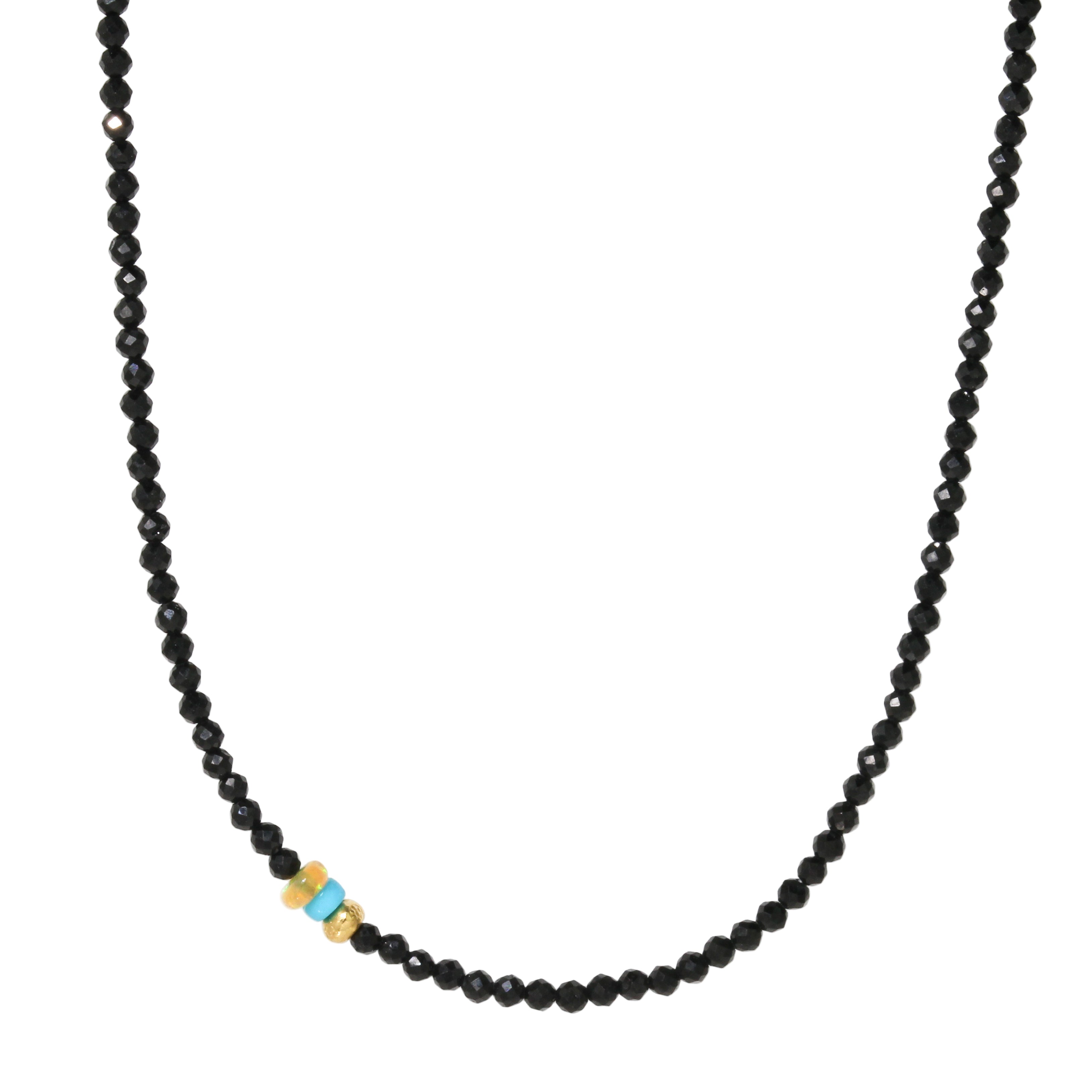 Black Spinel + Opal + Turquoise Necklace-Southwest