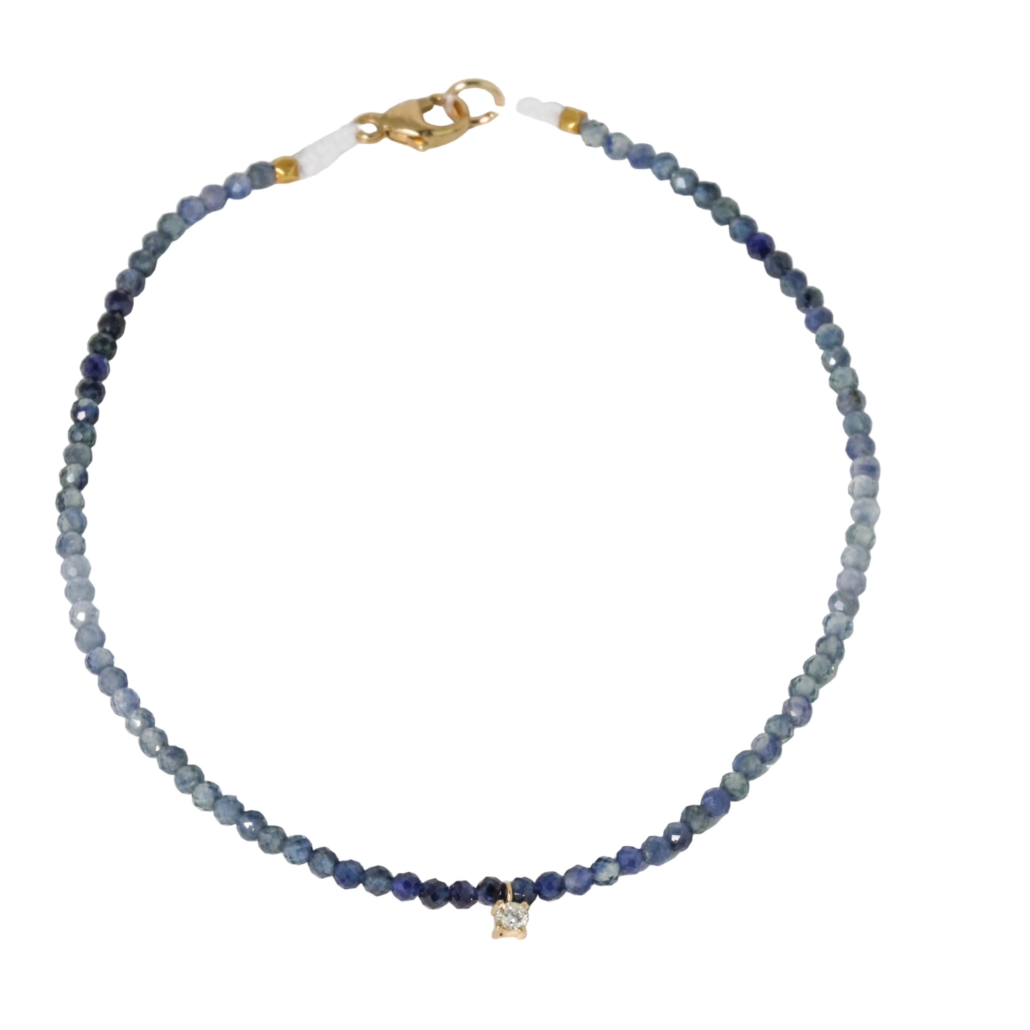 Blue Sapphire + White Diamond Charm Bracelet-Margaret Solow