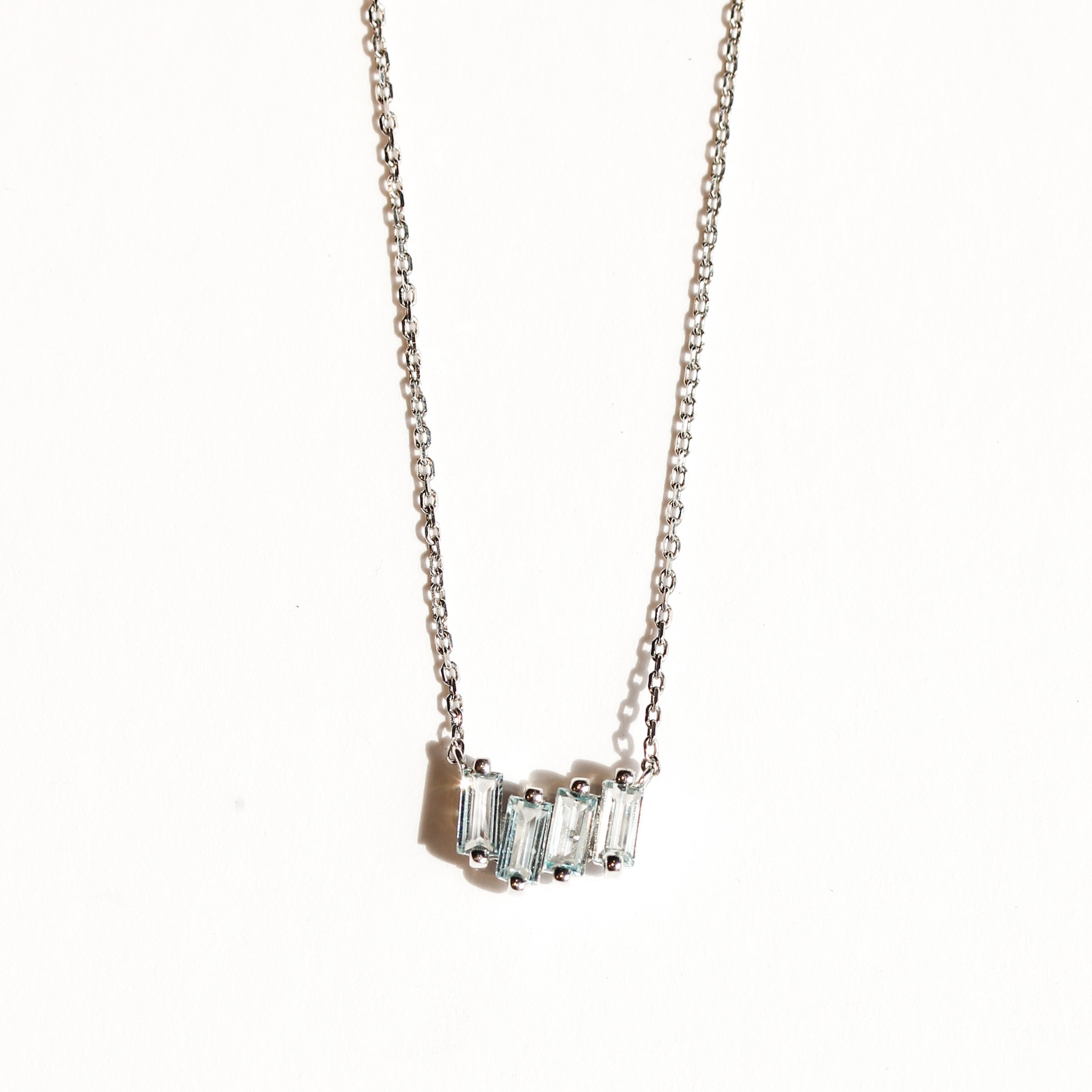 Blue Topaz Stone Step Necklace-Suzanne Kalan