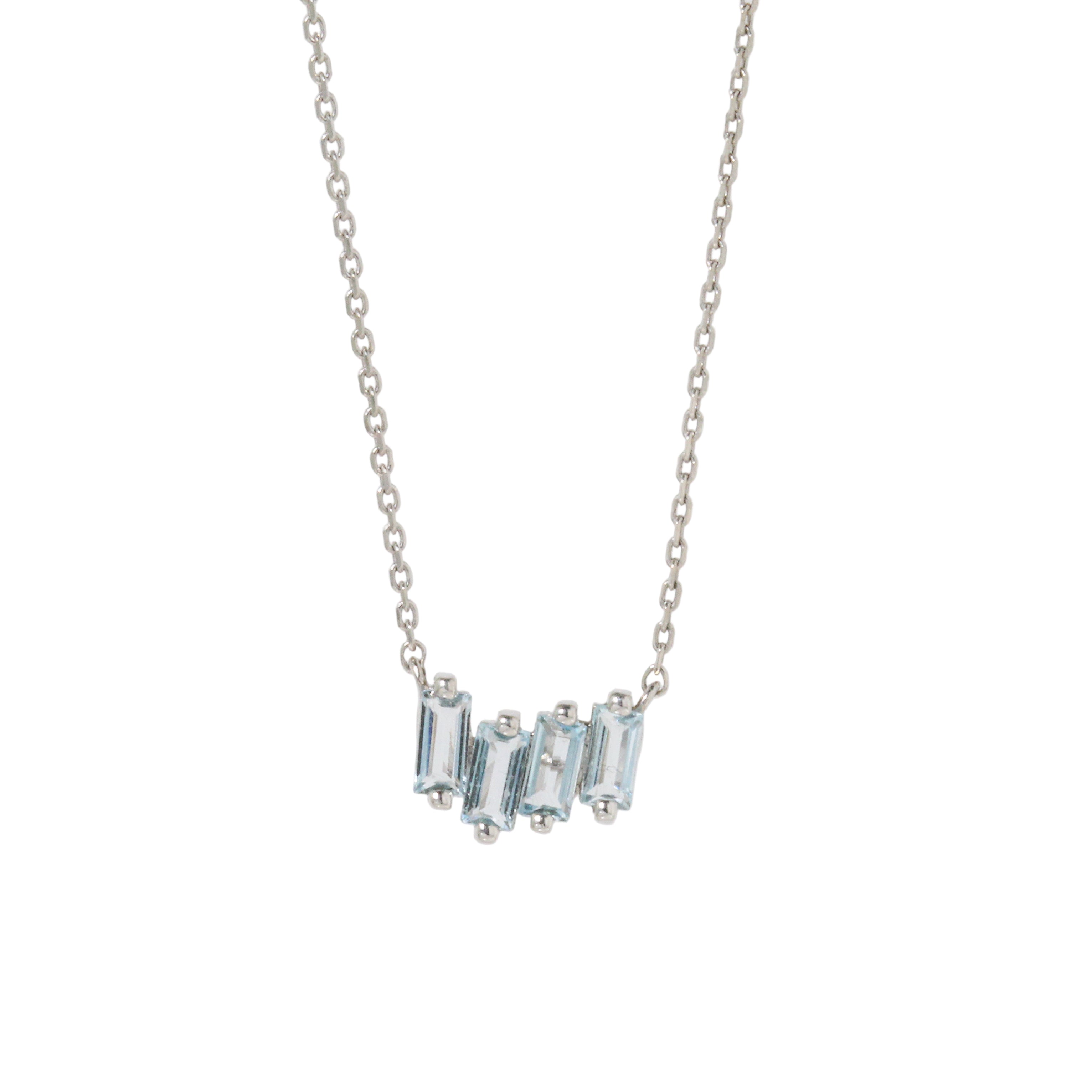 Blue Topaz Stone Step Necklace-Suzanne Kalan