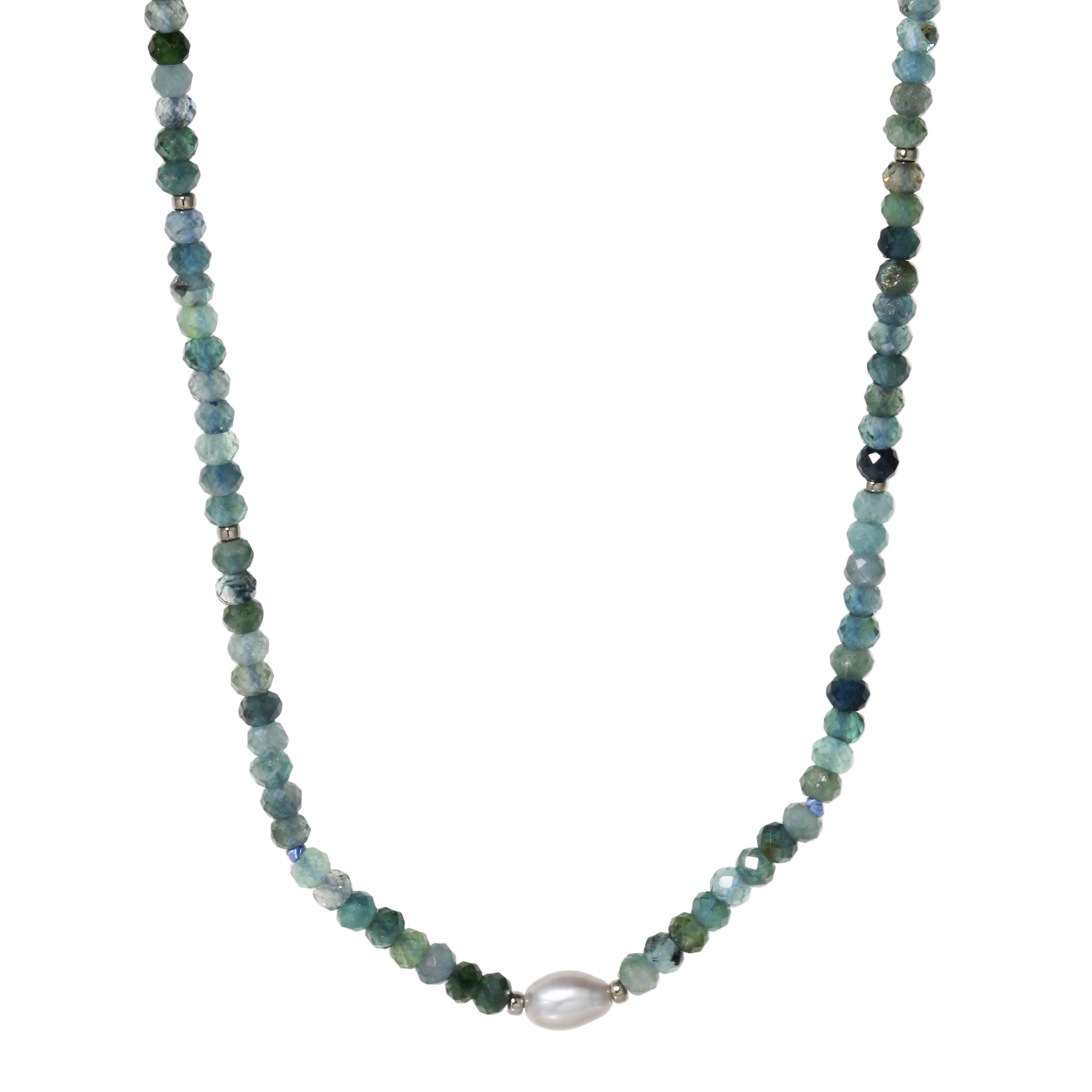 Blue Tourmaline + Pearl Necklace-Southwest
