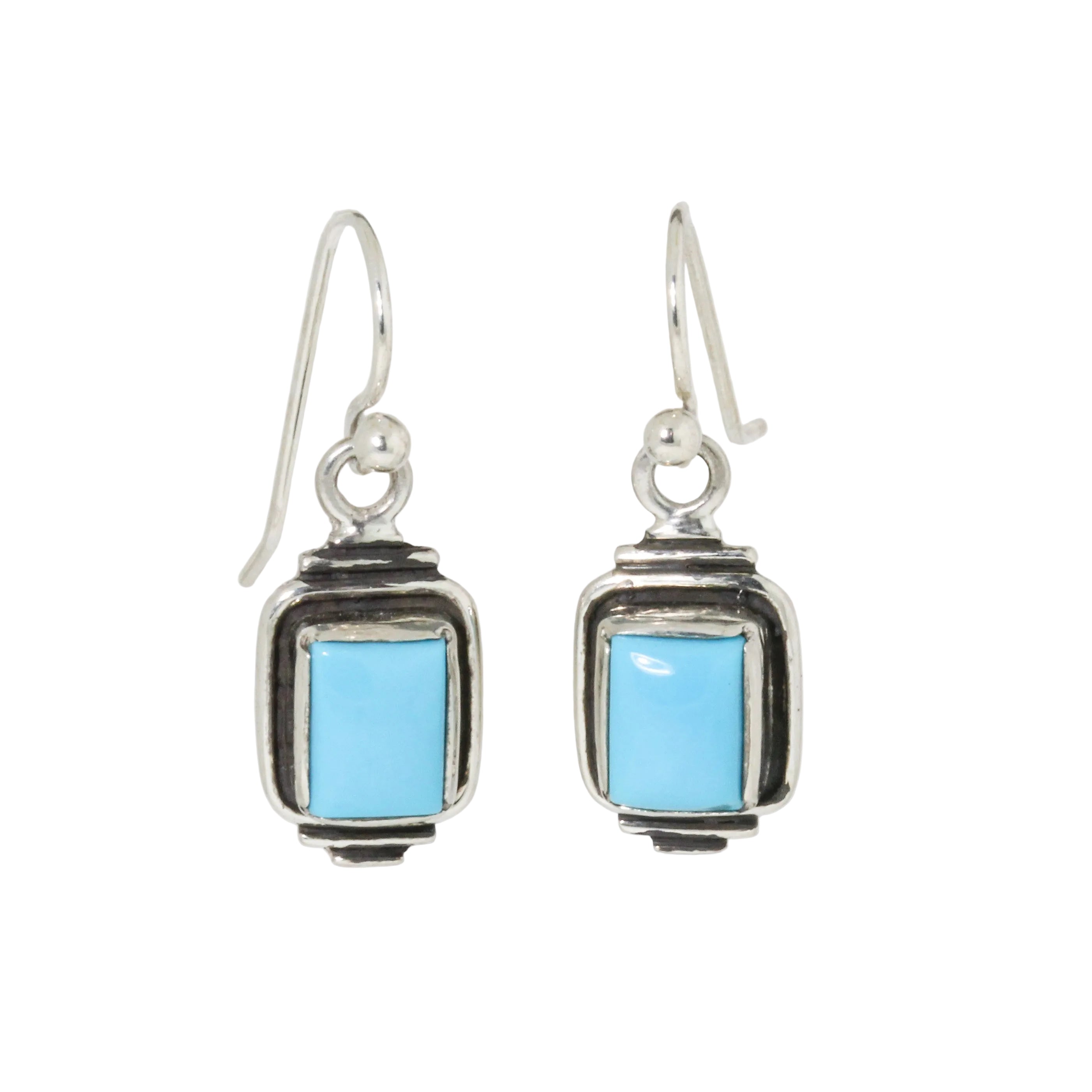 Blue Turquoise Drop Earrings-Southwest