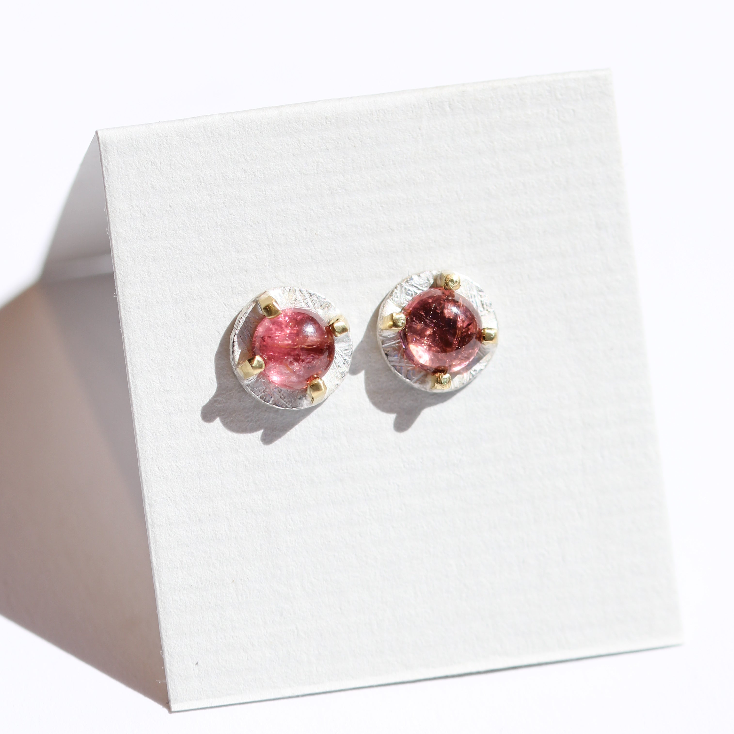 Carved Pink Tourmaline Stud Earrings-Heather Guidero