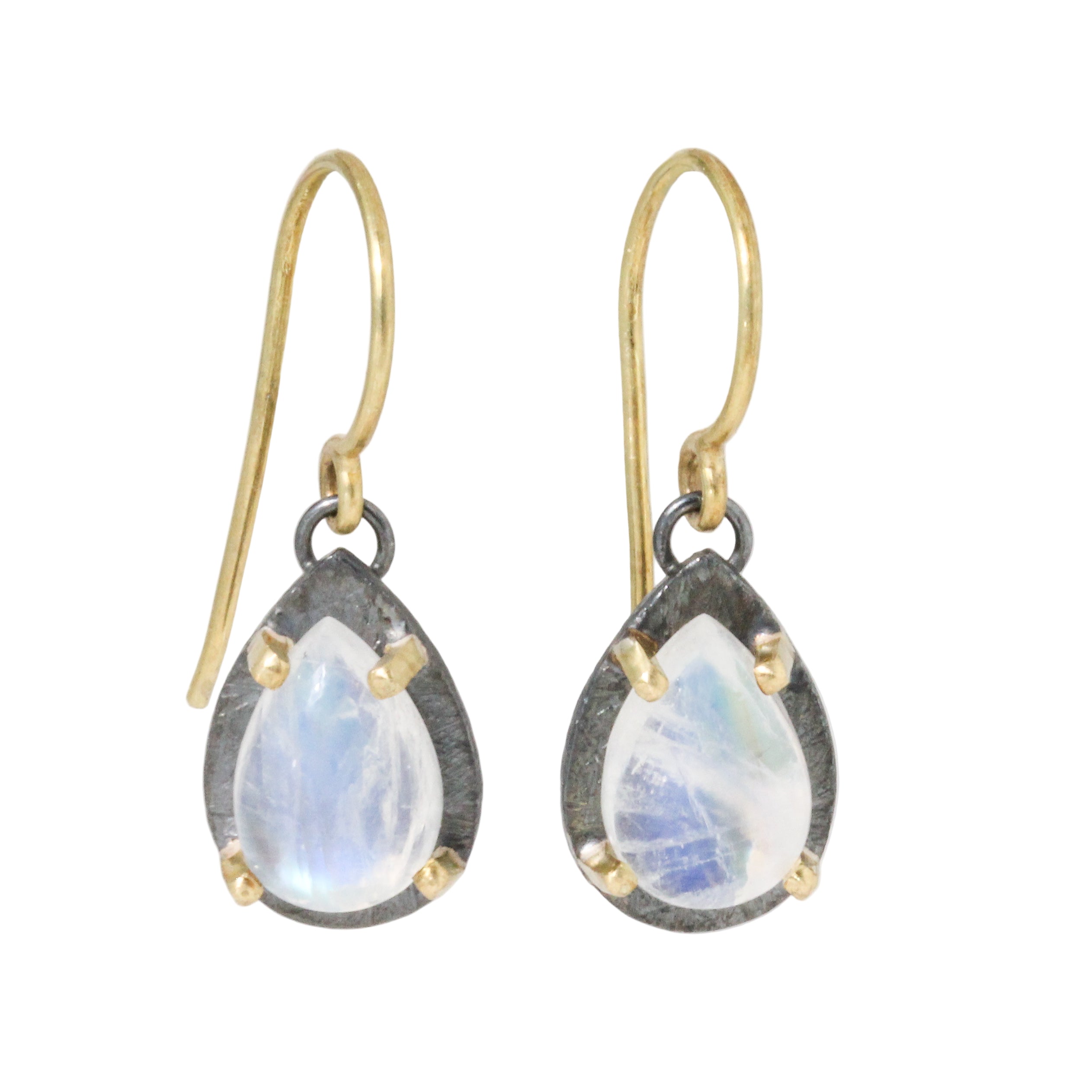 Carved Rainbow Moonstone Teardrop Earrings-Heather Guidero