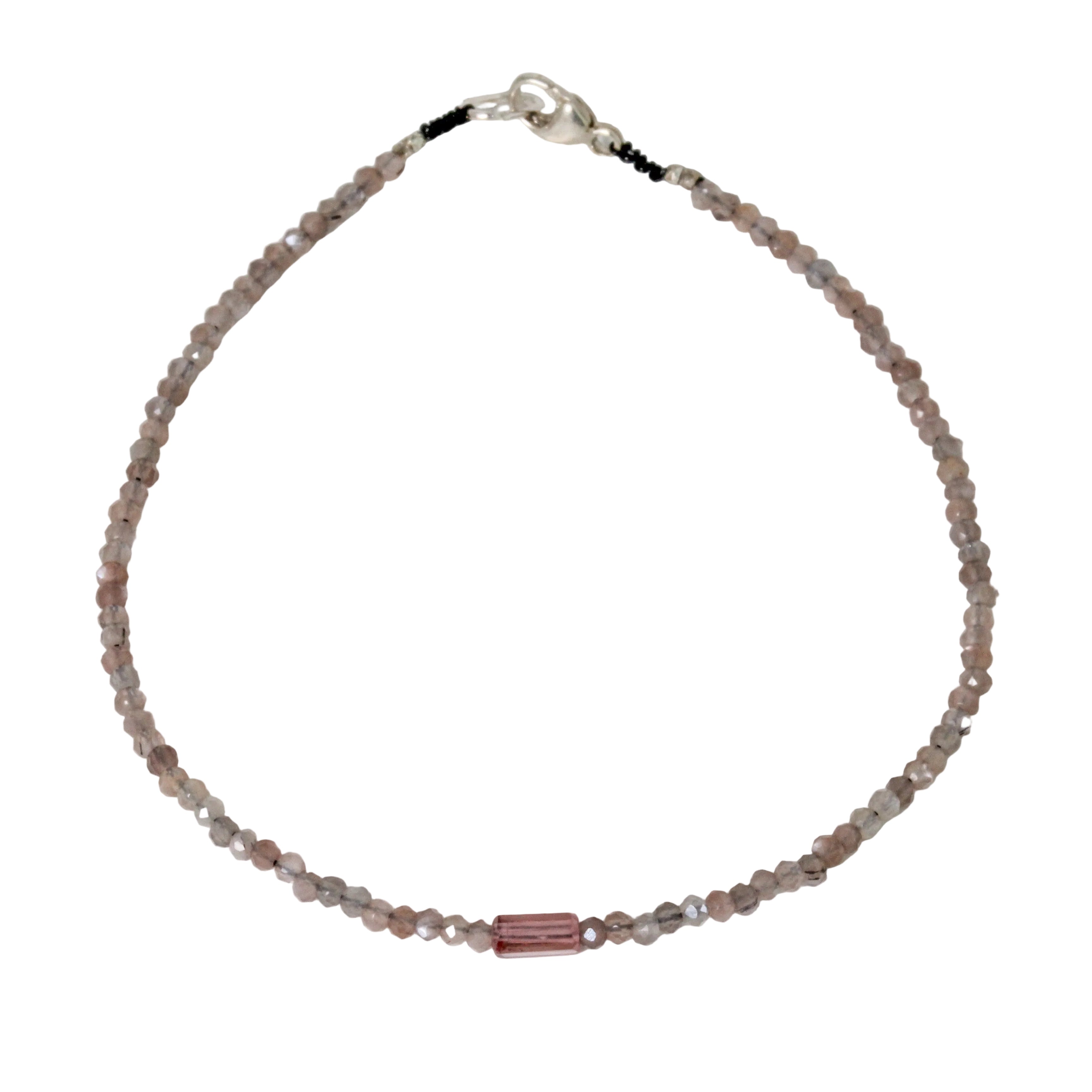 Chocolate Moonstone + Pink Tourmaline Bracelet-Margaret Solow