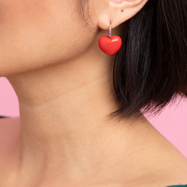 Coral Heart Dollop Earrings-Rachel Quinn