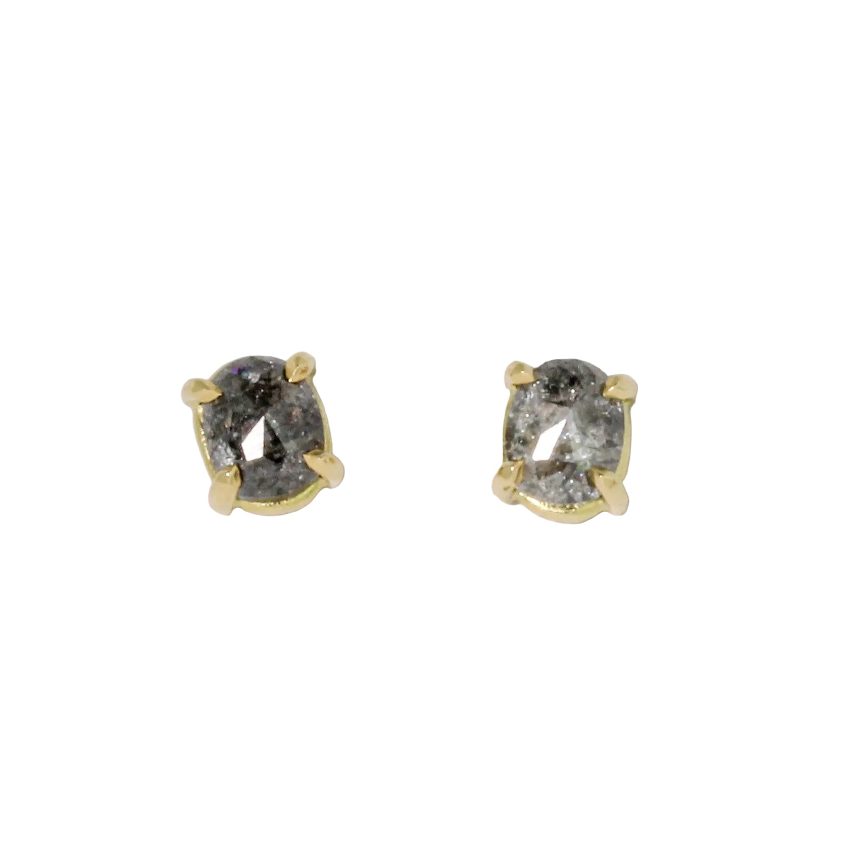 Dark Salt and Pepper Diamond Stud Earrings-Petite Baleine