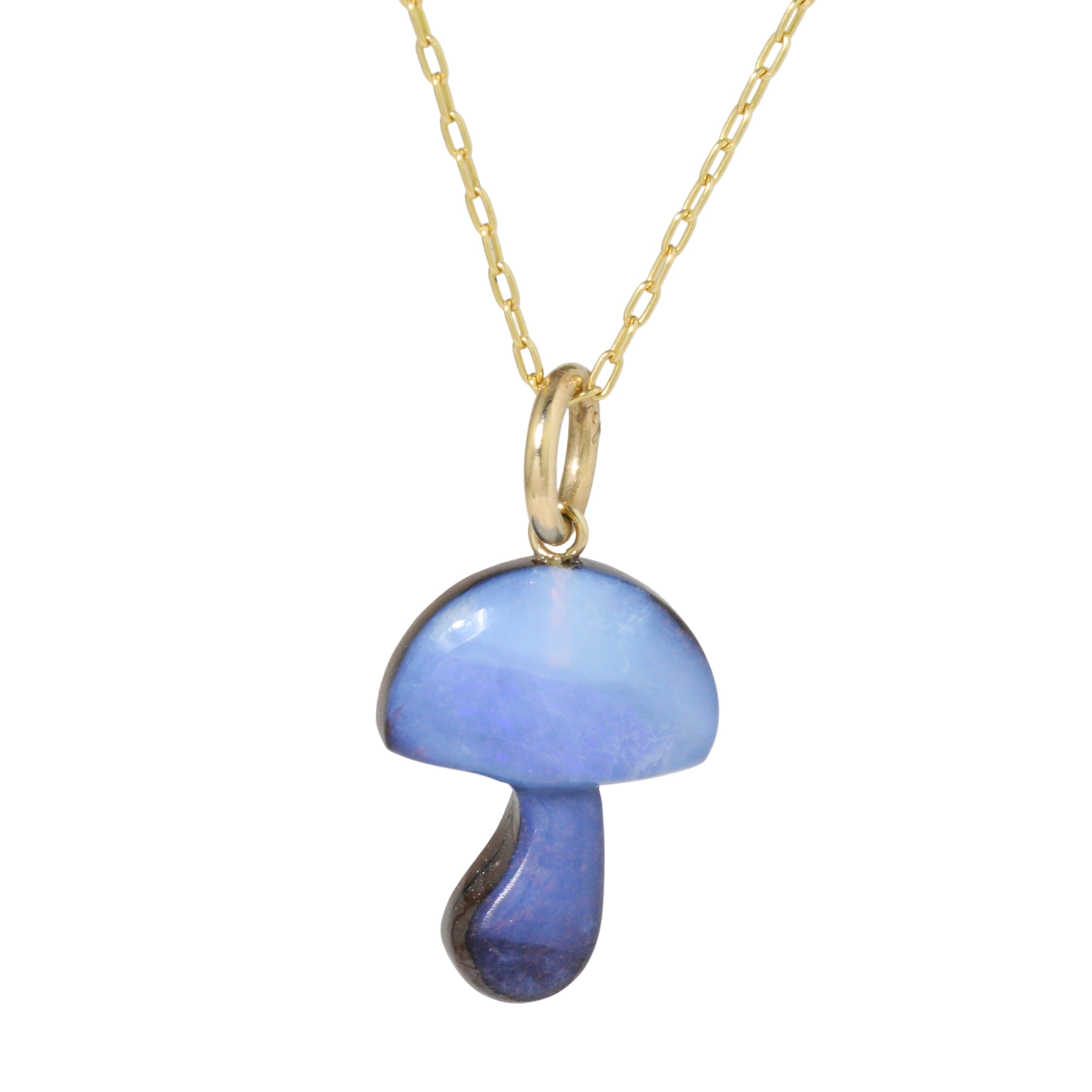 Denim Blue Opal Mushroom Necklace-Petite Baleine