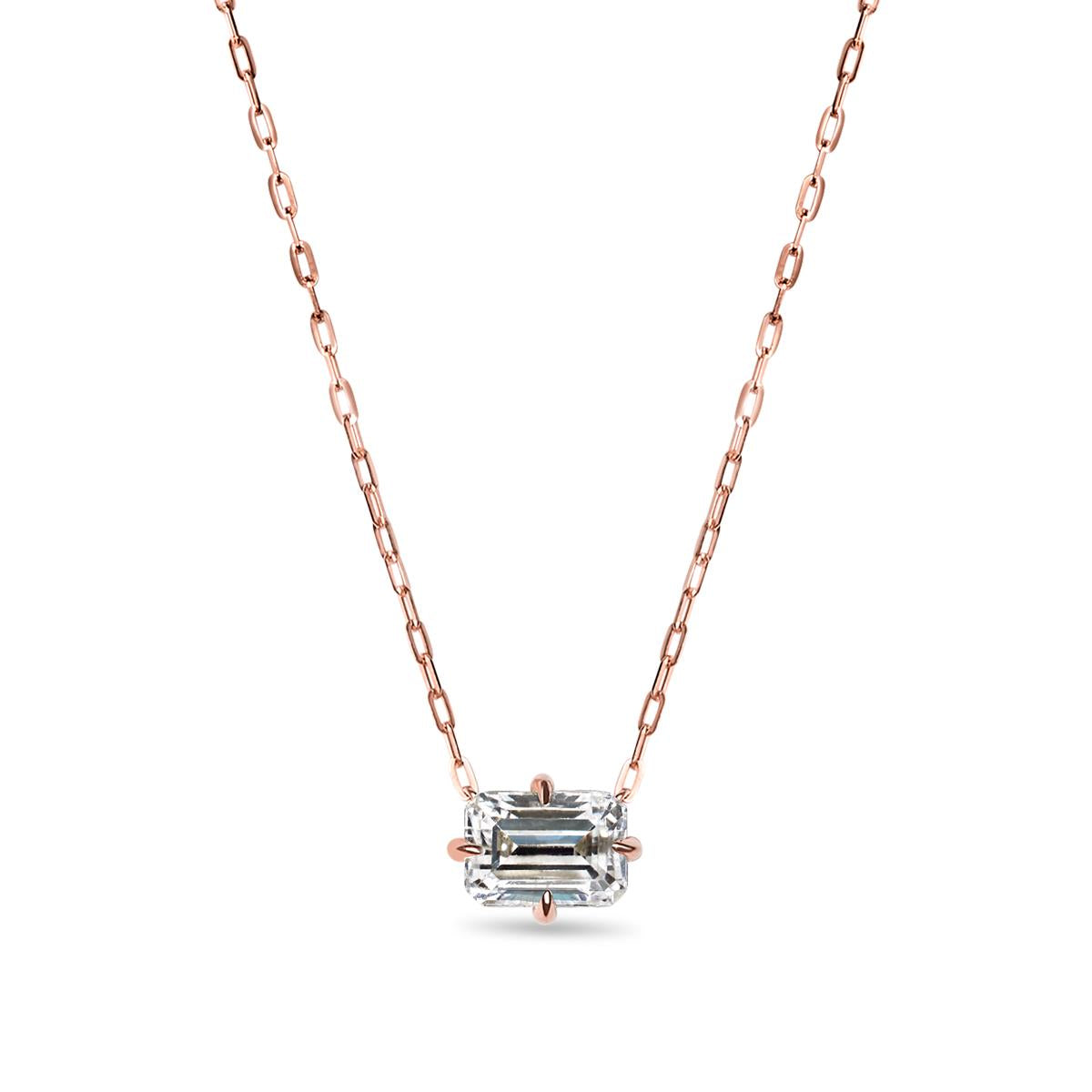Emerald Cut Diamond Pendant Necklace-Unbridaled Collective