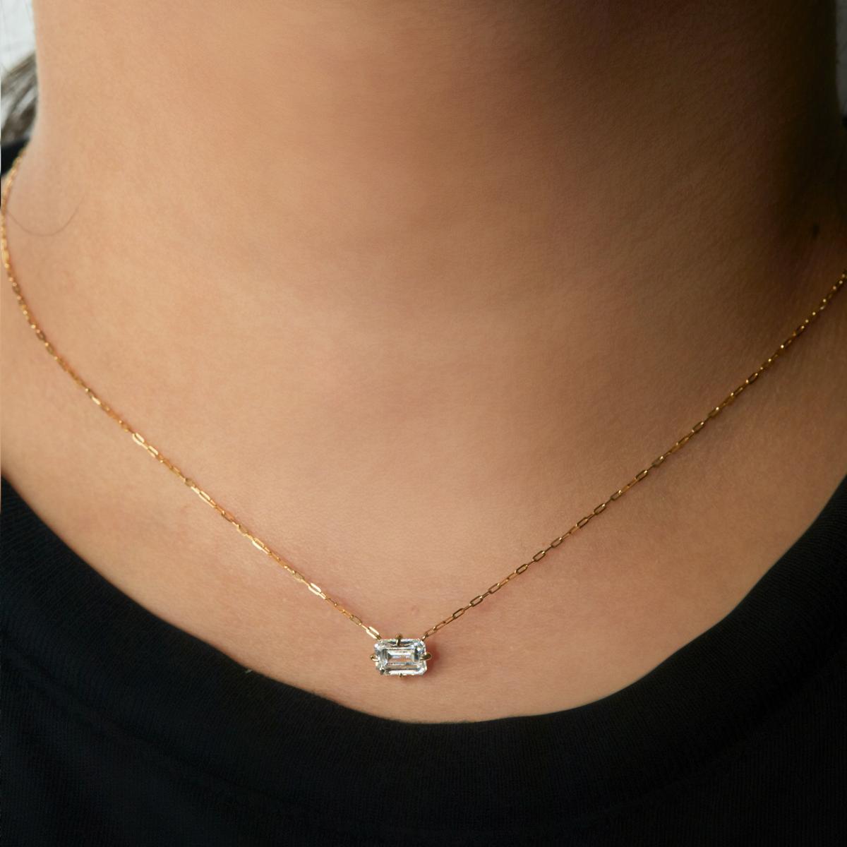 Emerald Cut Diamond Pendant Necklace-Unbridaled Collective