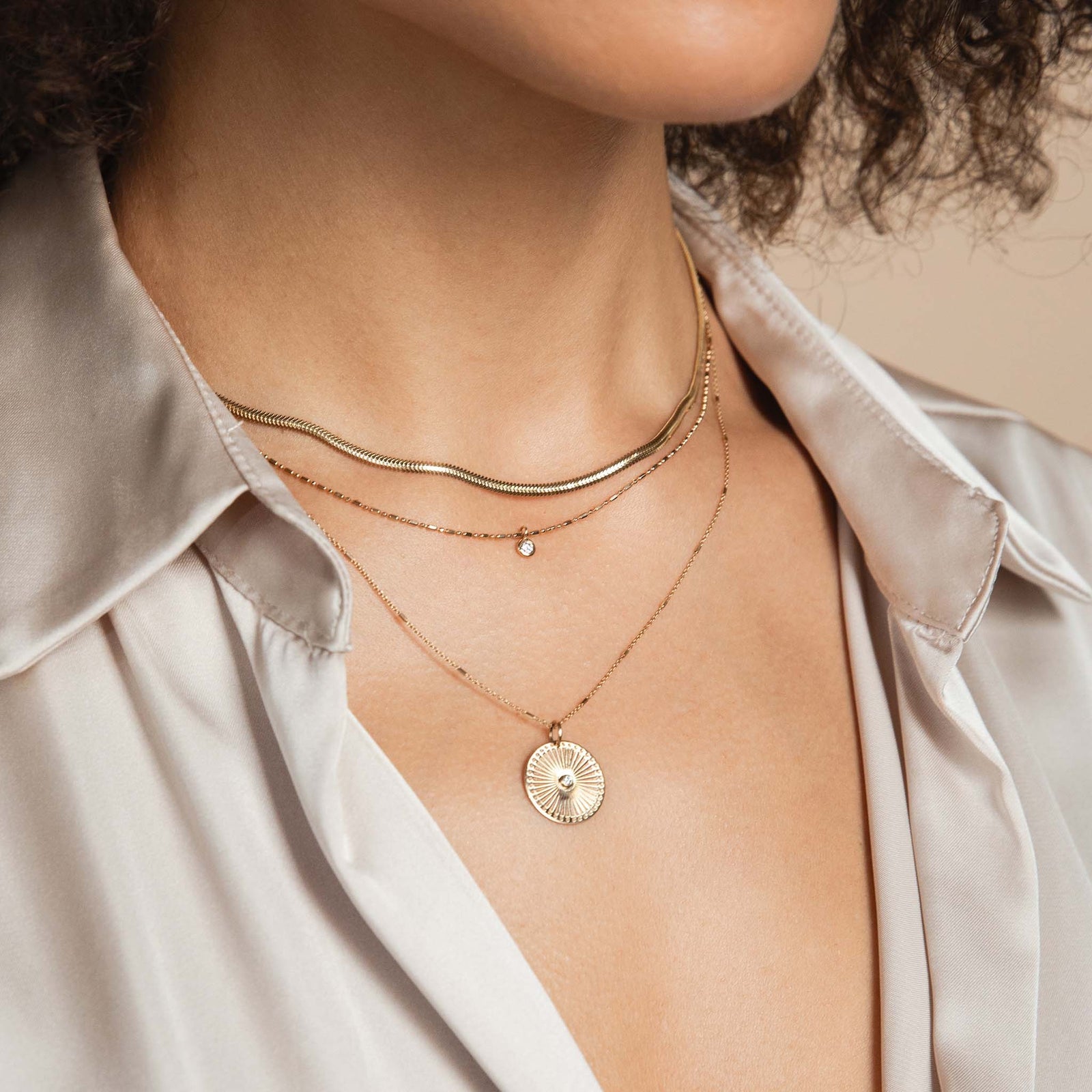 Floating Diamond on Tube Bead Necklace-Zoë Chicco