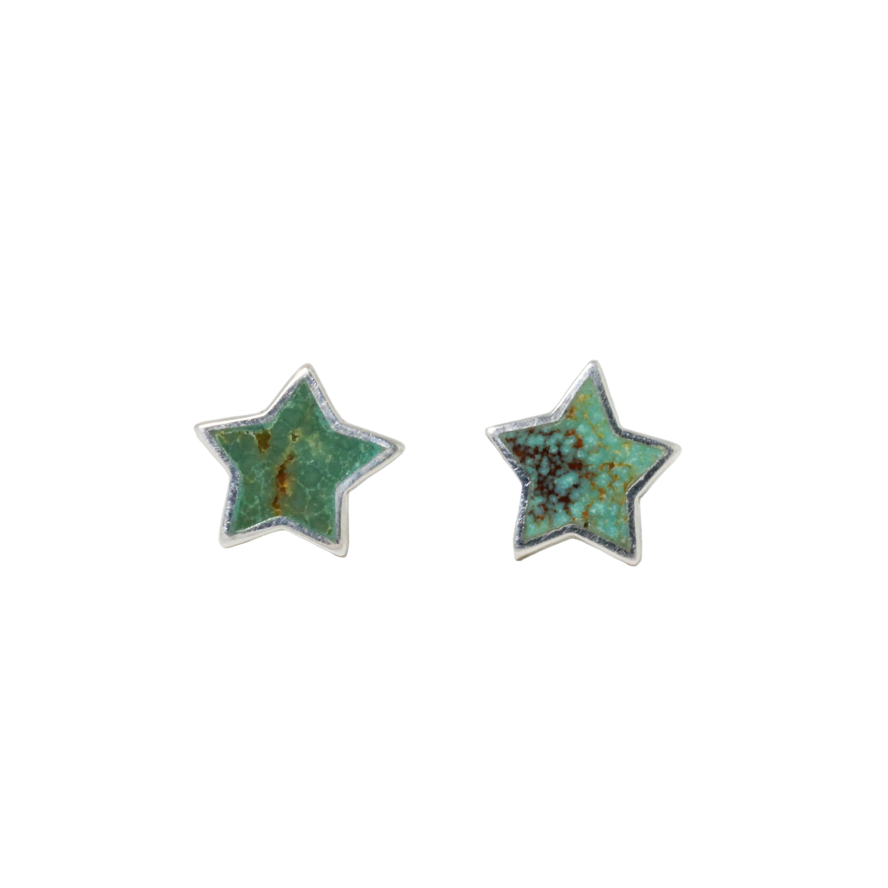 Green Turquoise Star Stud Earrings-Southwest