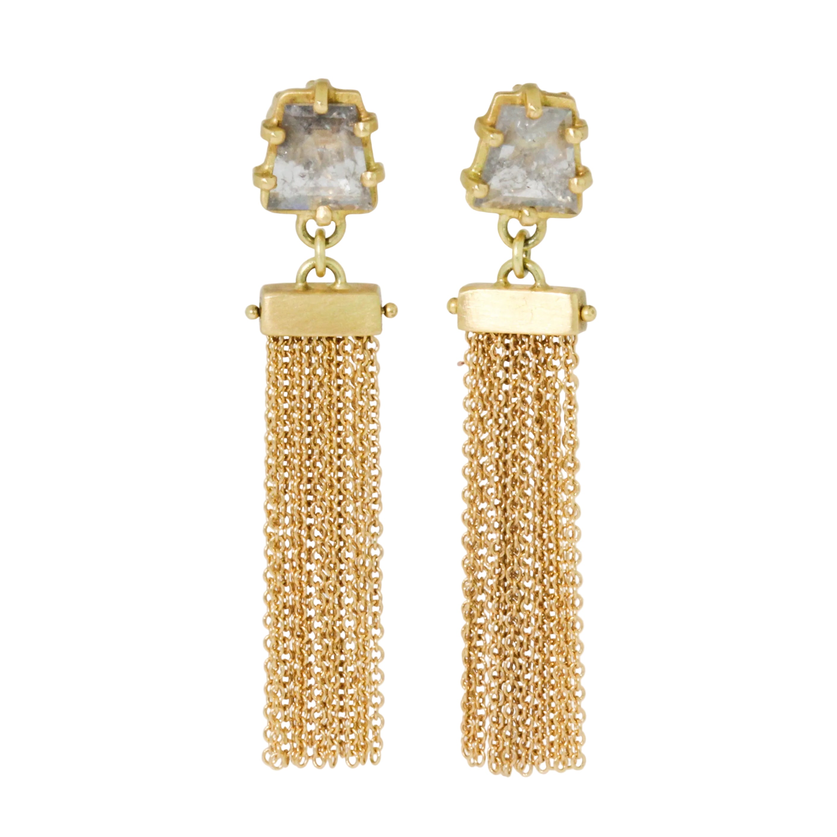 Grey Diamond Fringe Earrings-Heather Guidero
