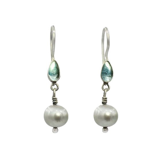 Grey Pearl and Apatite Earrings-Jane Diaz