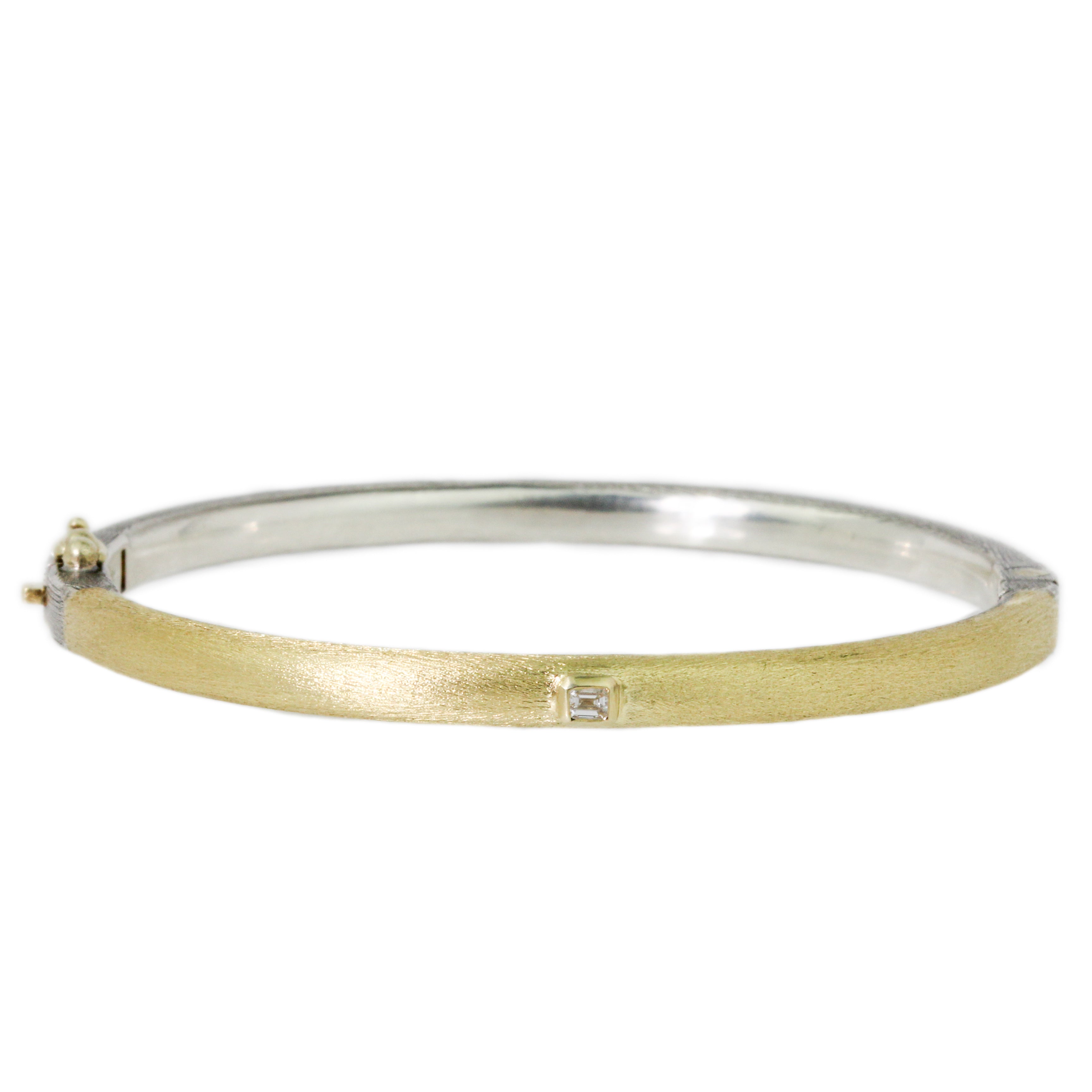 Gypsy Emerald Diamond 4mm Yellow Gold Bracelet-Rene Escobar