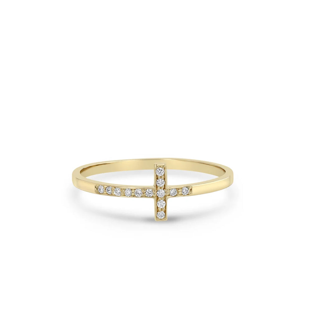 Horizontal Diamond Pave Cross Ring-Zoë Chicco