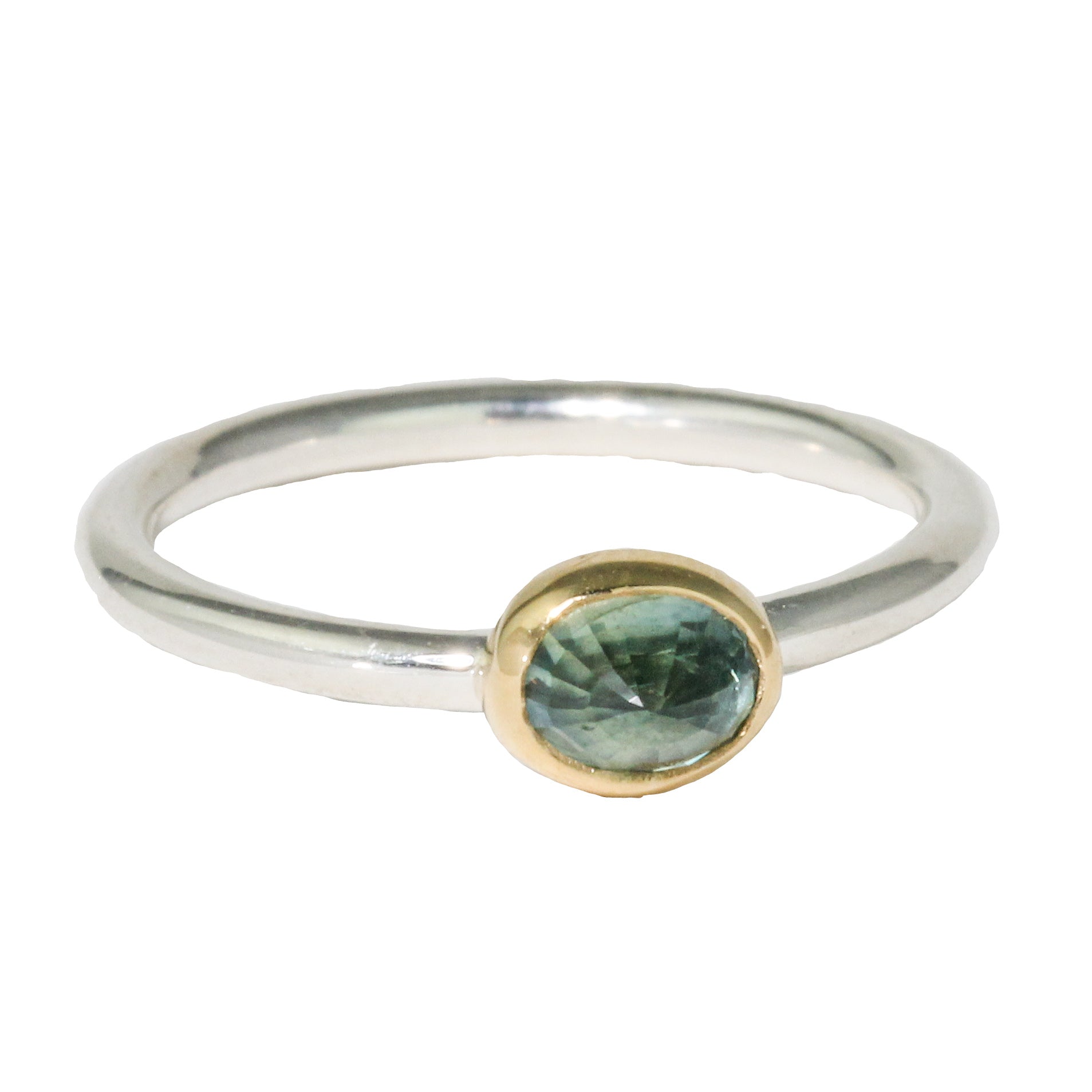 Inverted Light Green Sapphire Stacking Ring-Sara Thompson
