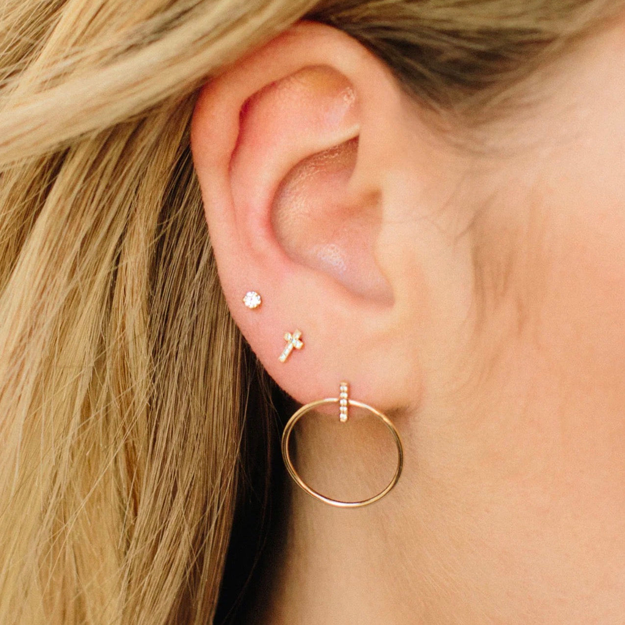 Itty Bitty Pave Cross Stud-Zoë Chicco