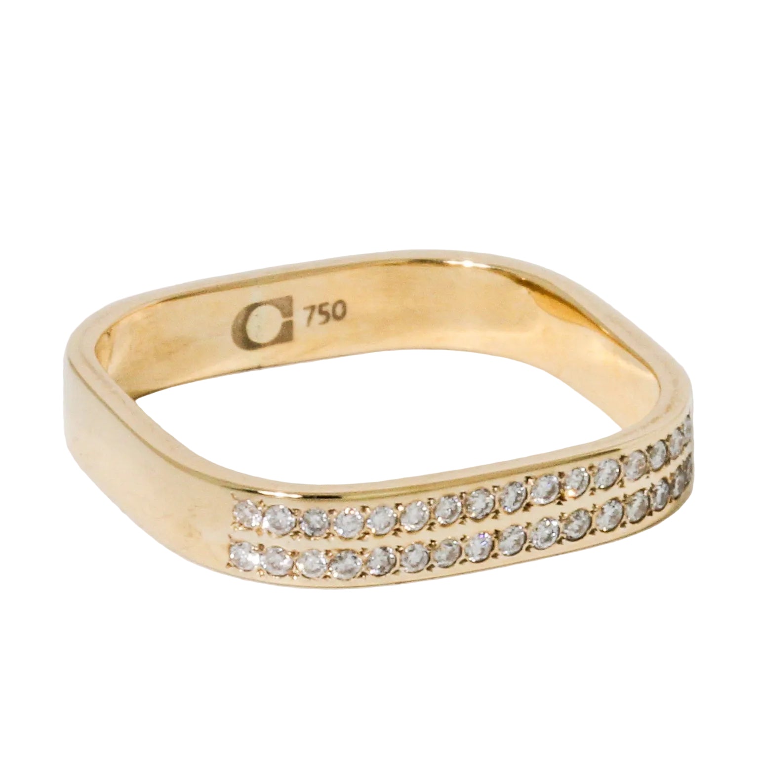 Kimberly Yellow Gold & Diamond Square Ring-Stephanie Cachard