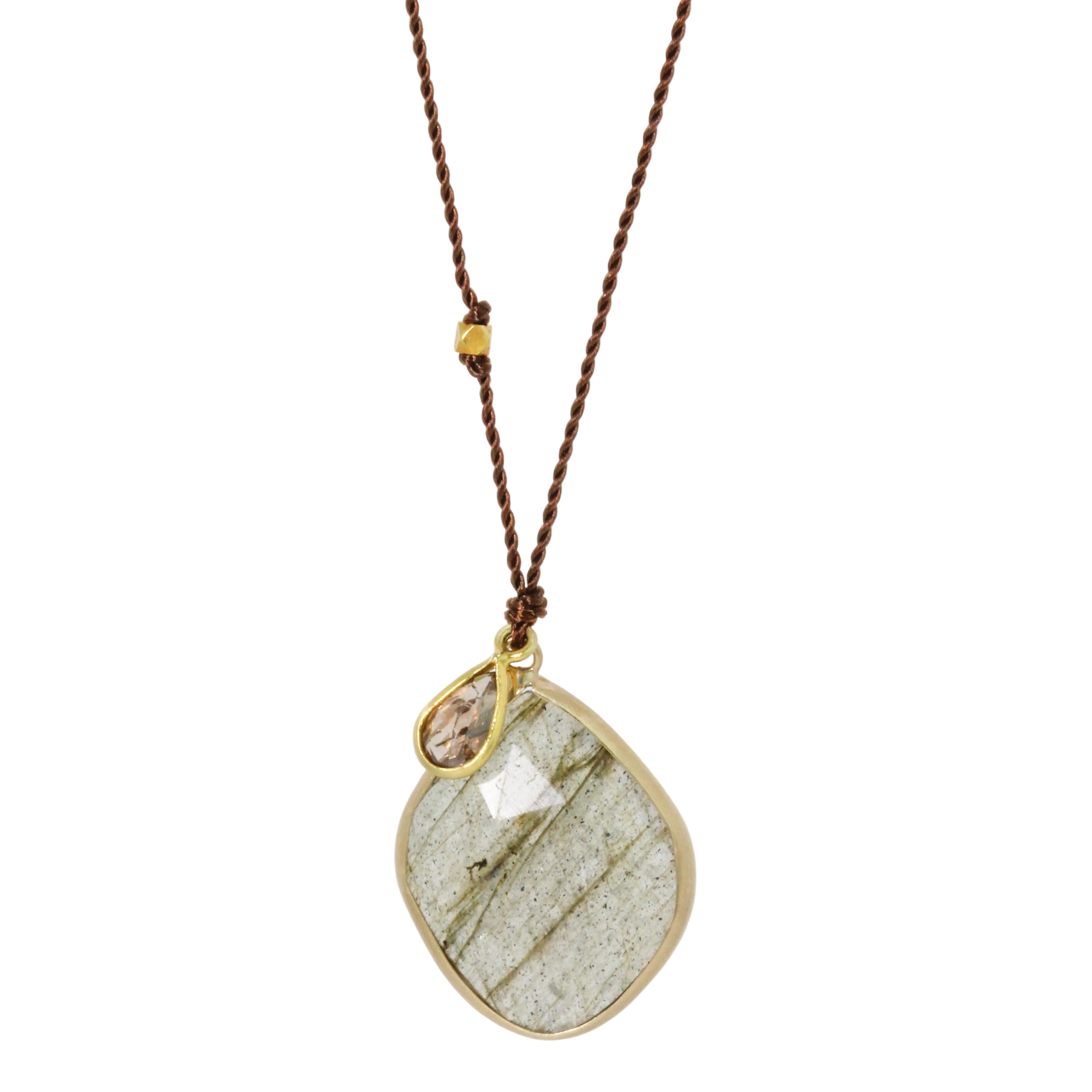Labradorite + Diamond Necklace-Margaret Solow
