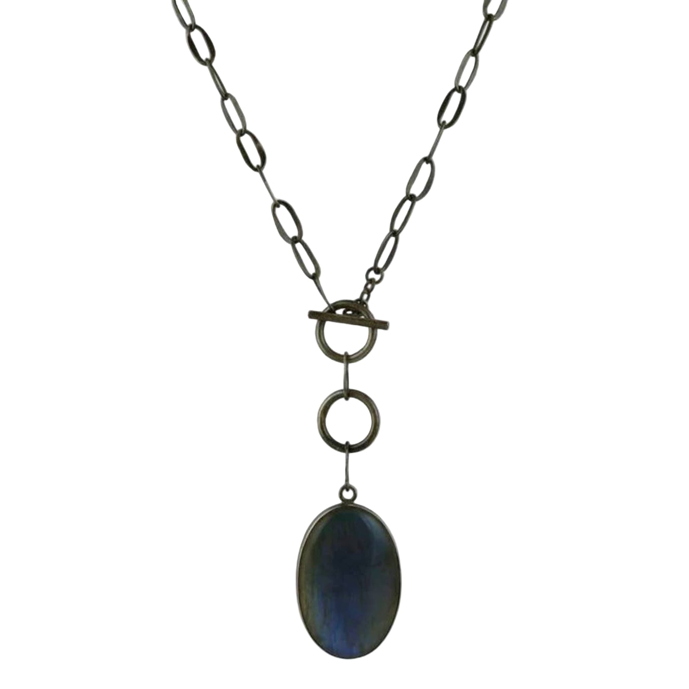 Large Oval Labradorite Toggle Necklace-Jane Diaz