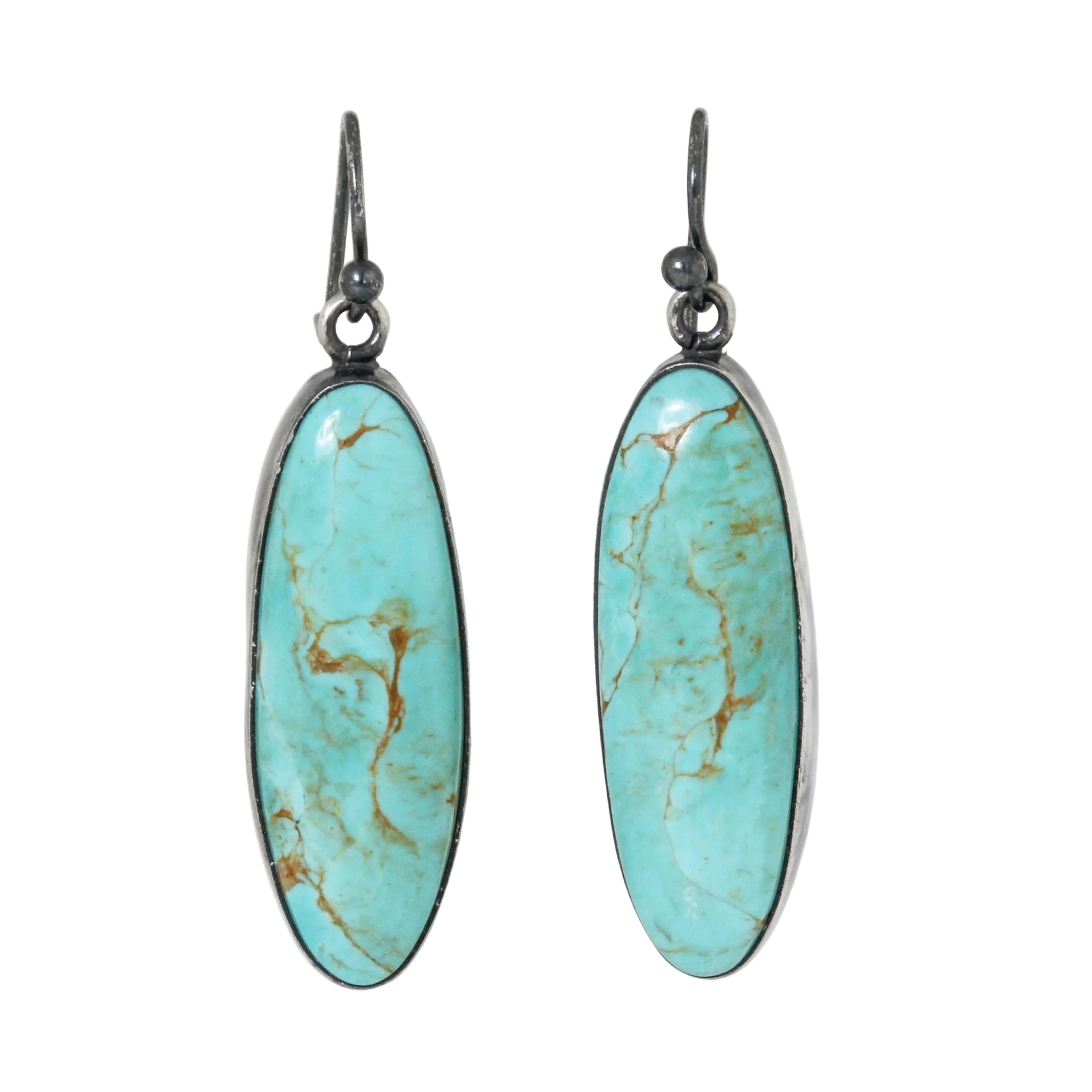 Long Kingman Turquoise Earrings-Southwest