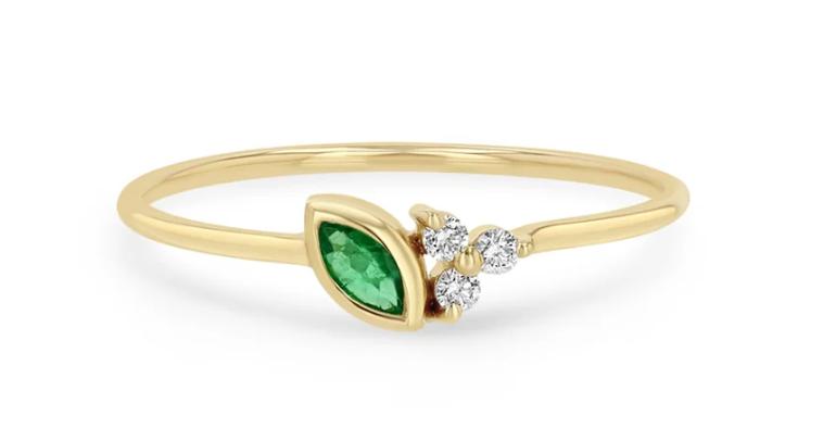 Marquis Emerald and Diamond Ring-Zoë Chicco