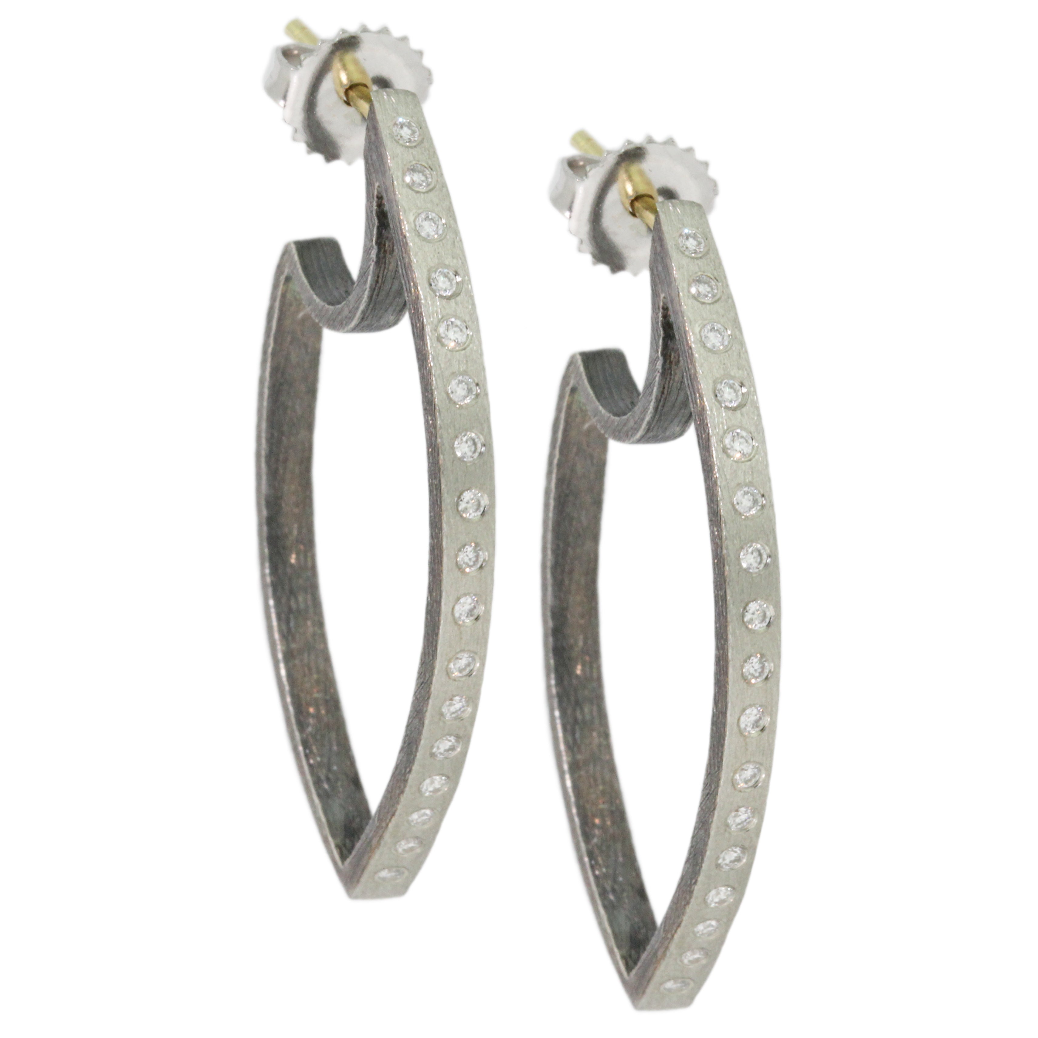 Medium Celine Dagger Silver Hoop Earrings-Rene Escobar