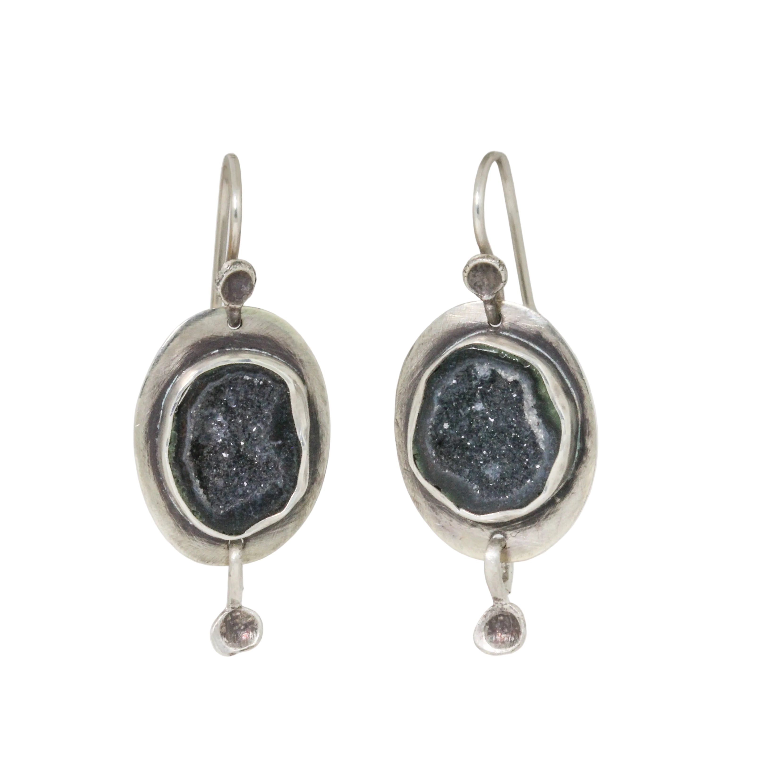 Natural Geode Pansy Drop Earrings-Glacier Lily