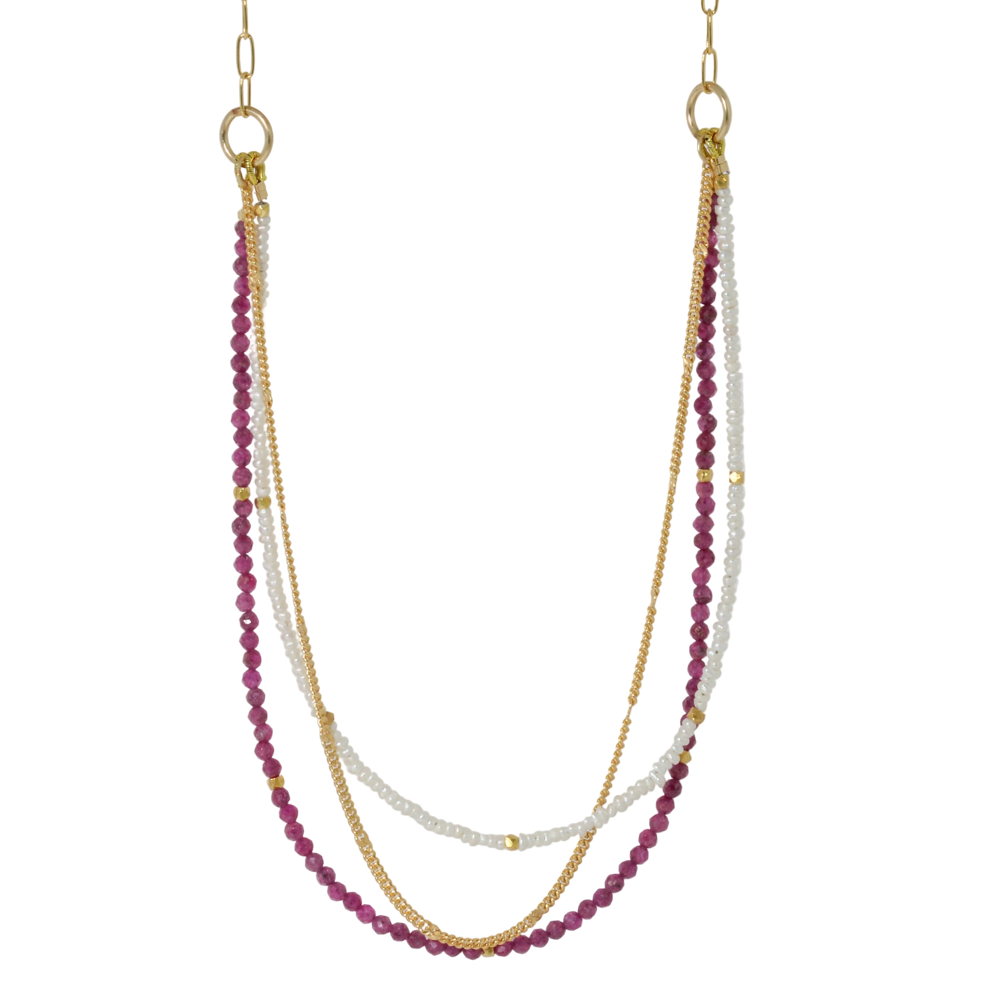 Oasis Pearl and Ruby Necklace-Lulu Designs