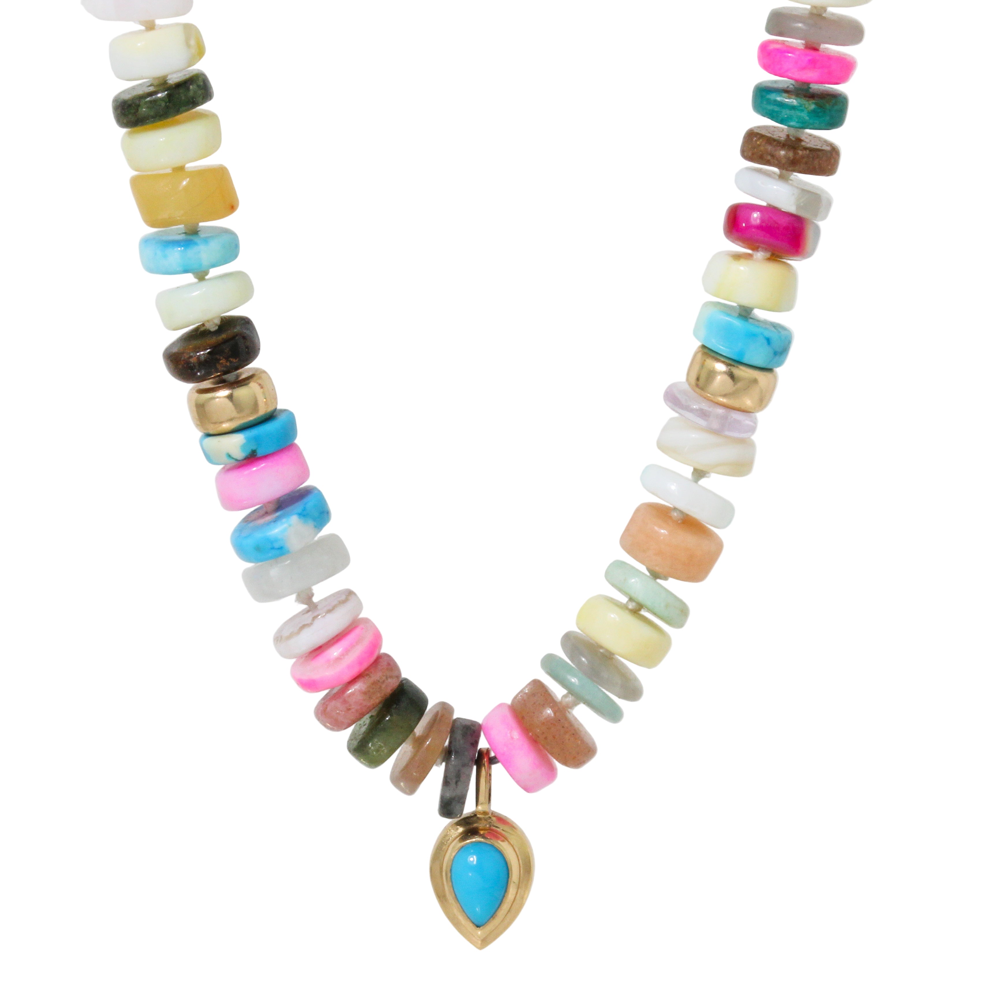 Opal Rondelle and Teardrop Turquoise Necklace-Zoë Chicco