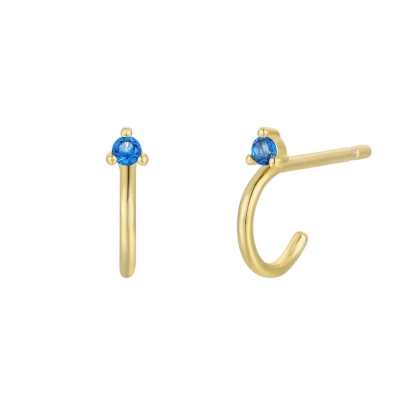 Open Mini Blue Sapphire Hoop-JaxKelly
