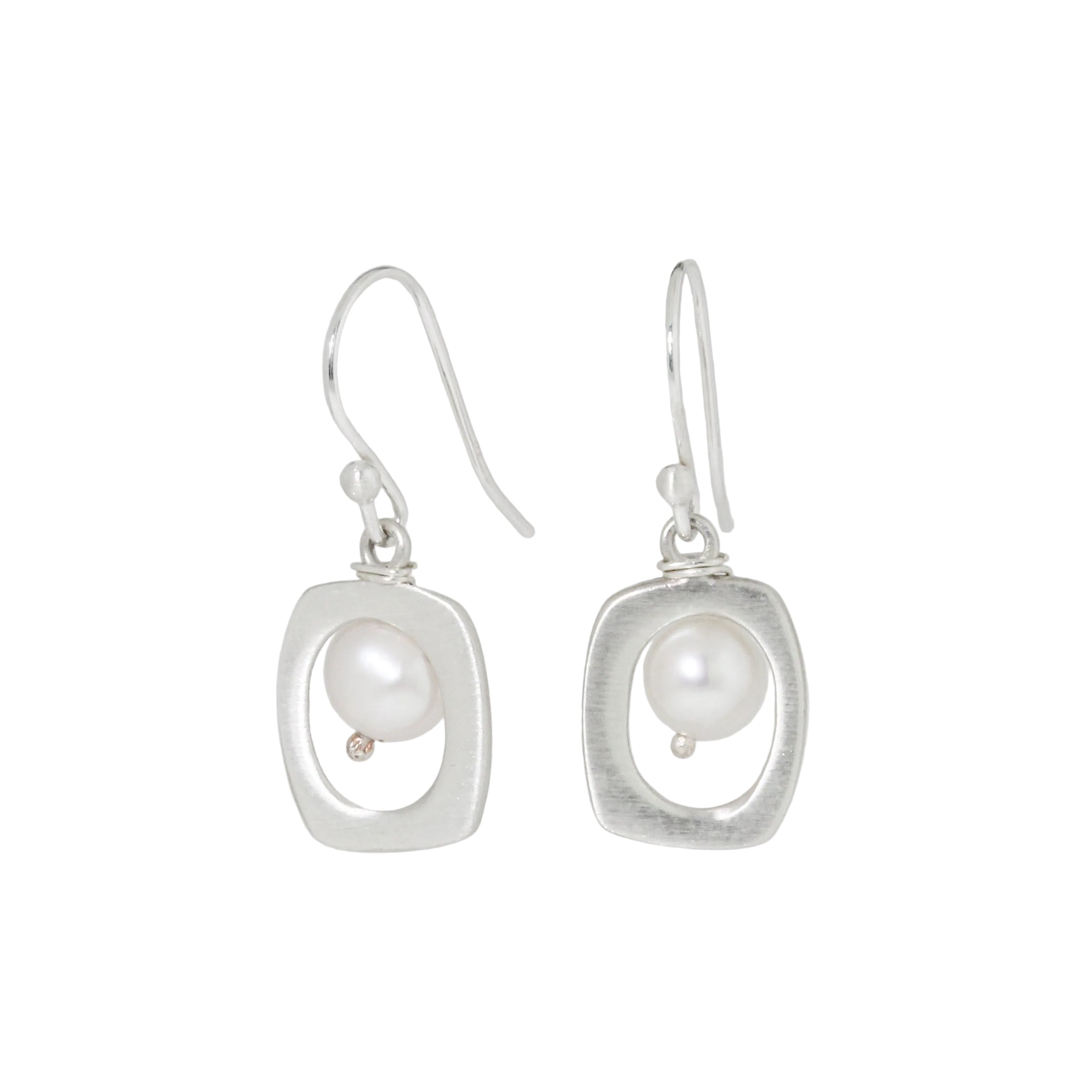 Open Rectangle with Pearl Earrings-Philippa Roberts