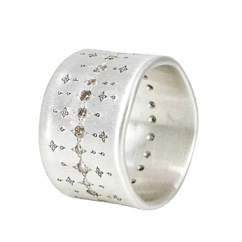Organic Wide Champagne Diamond Band-Adel Chefridi