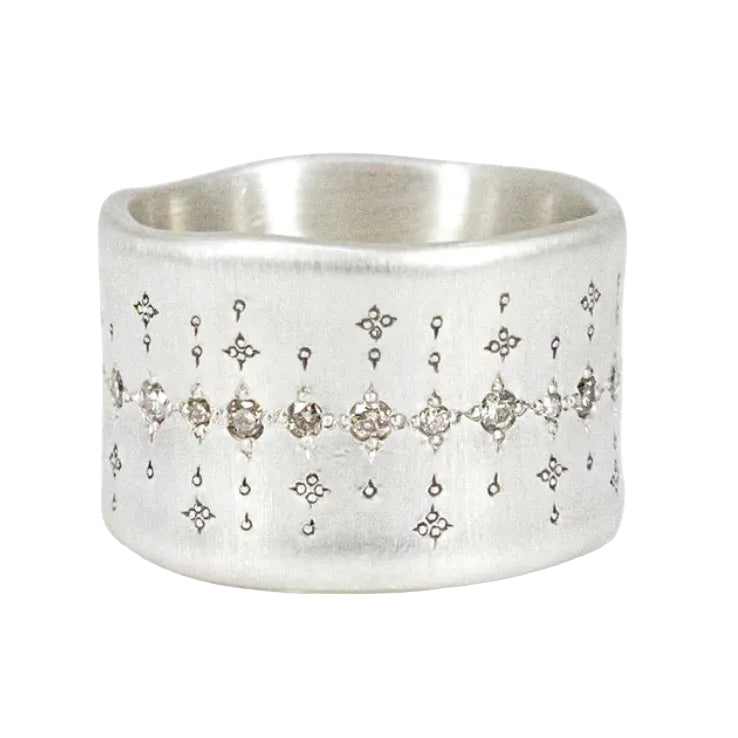 Organic Wide Champagne Diamond Band-Adel Chefridi