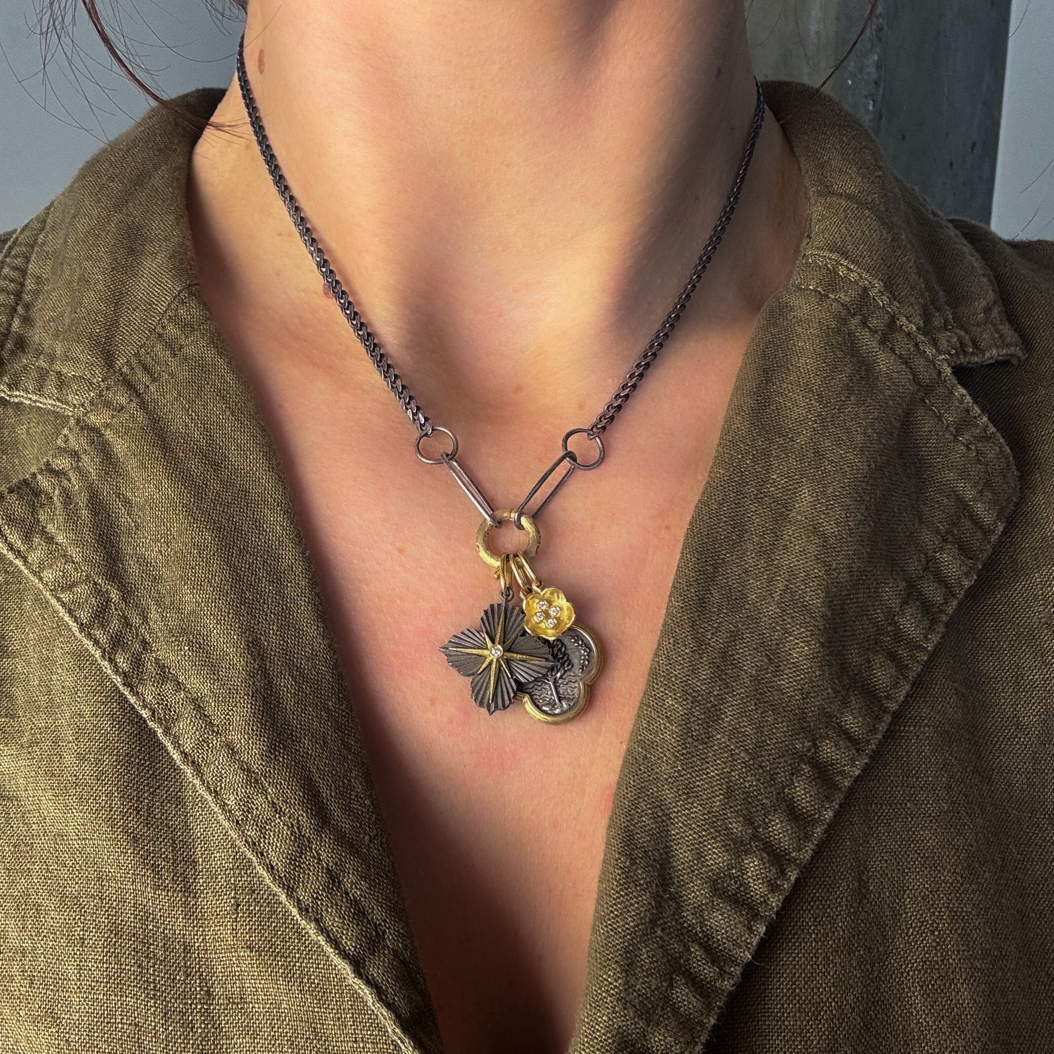 14K Tiny Diamond Flower Charm-Erica Molinari