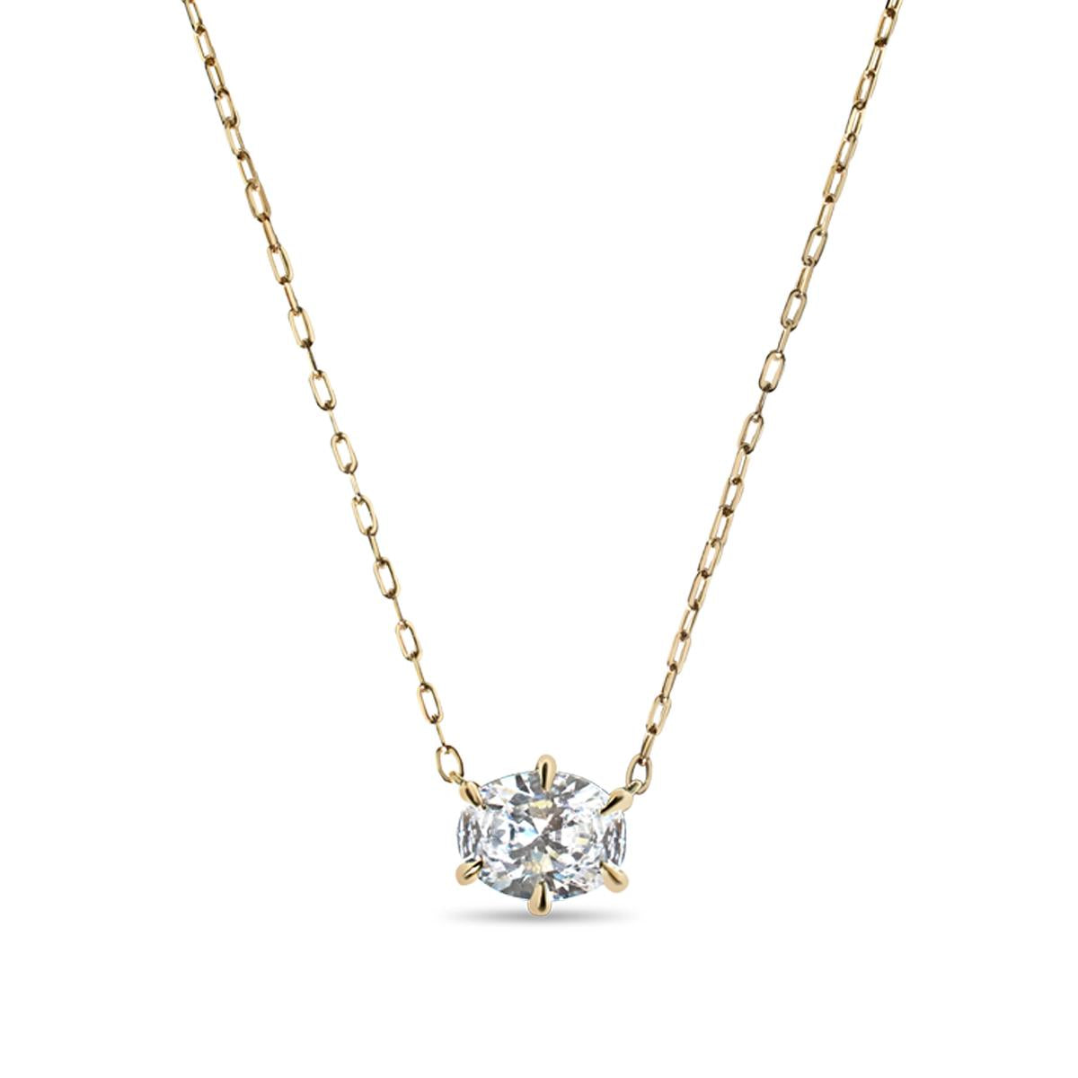 Oval Diamond Pendant Necklace-Unbridaled Collective