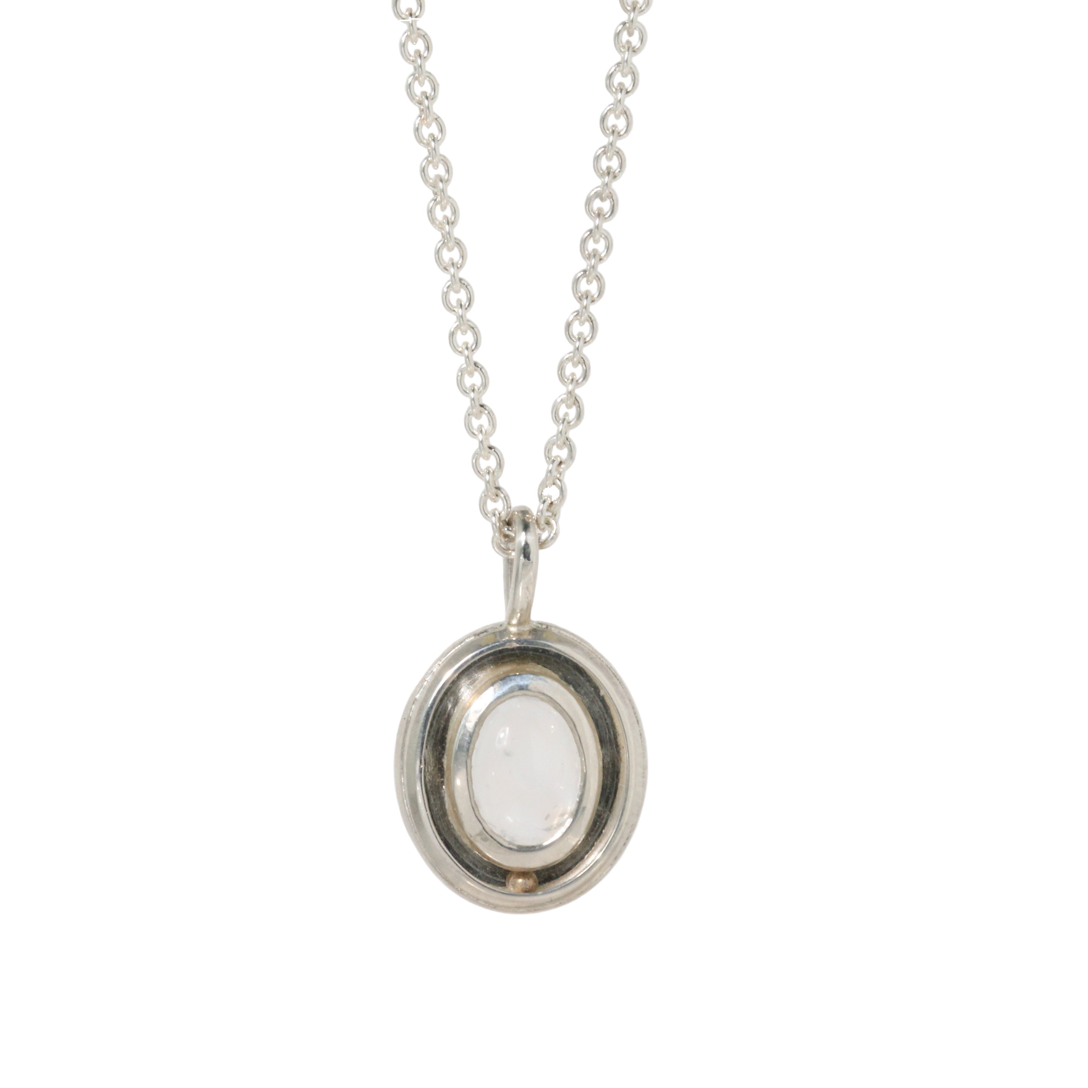 Oval Orbit Rainbow Moonstone Necklace-Emma Brooke