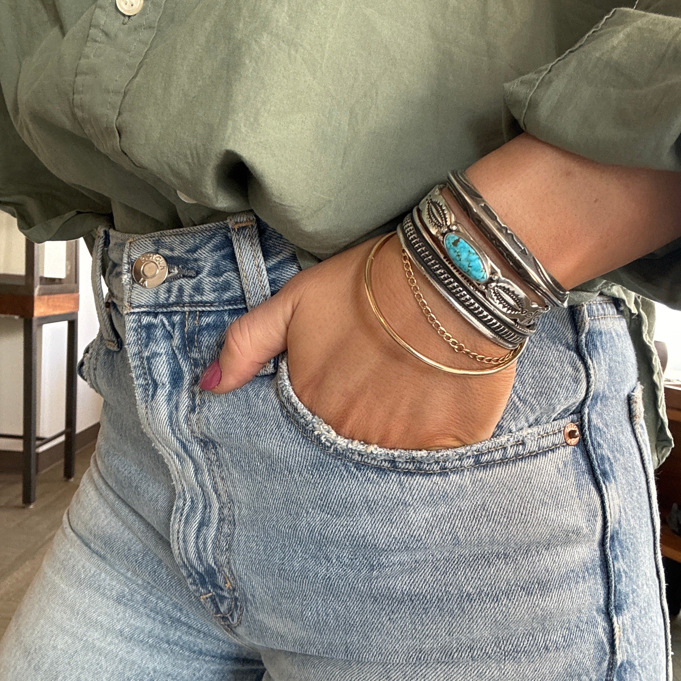 Oval Turquoise Cuff Bracelet-Southwest